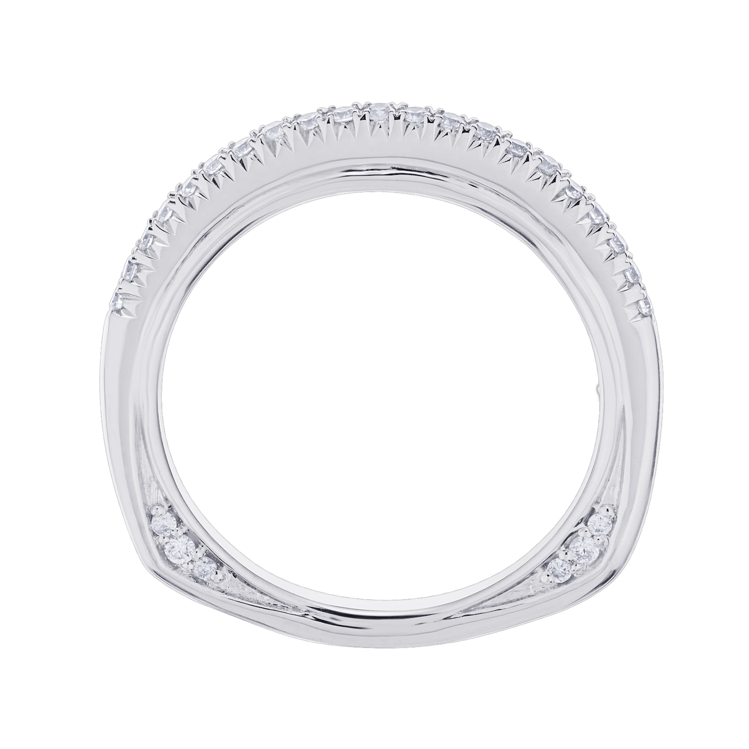 Compozit&trade; 14KW White Gold Matching Diamond Wedding Band Ring Diamond 0.18 Ctw