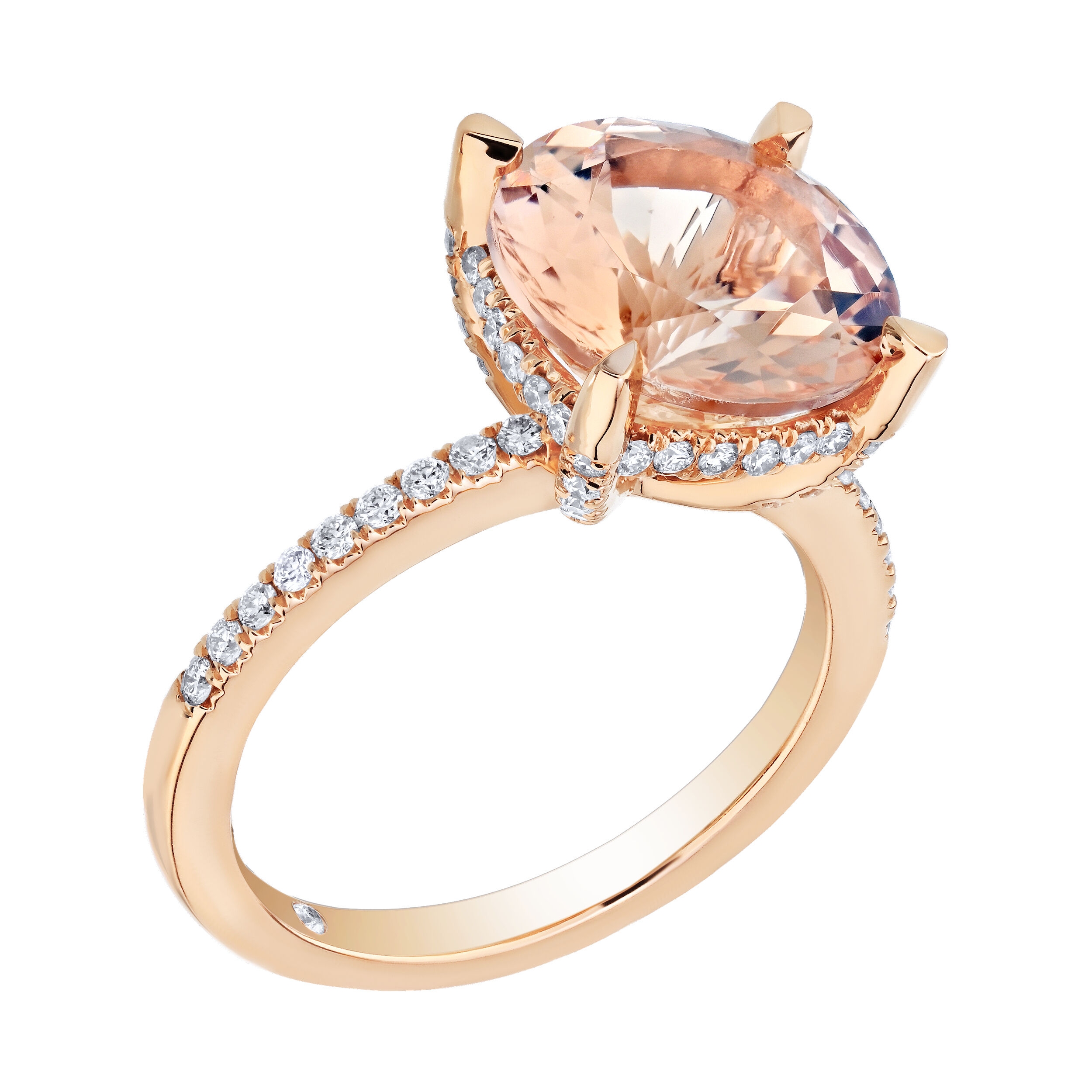 Peach Blossom&trade; 14k Round Prong Set Solitaire Diamond Shoulders Ring Diamond 4.474 Ctw