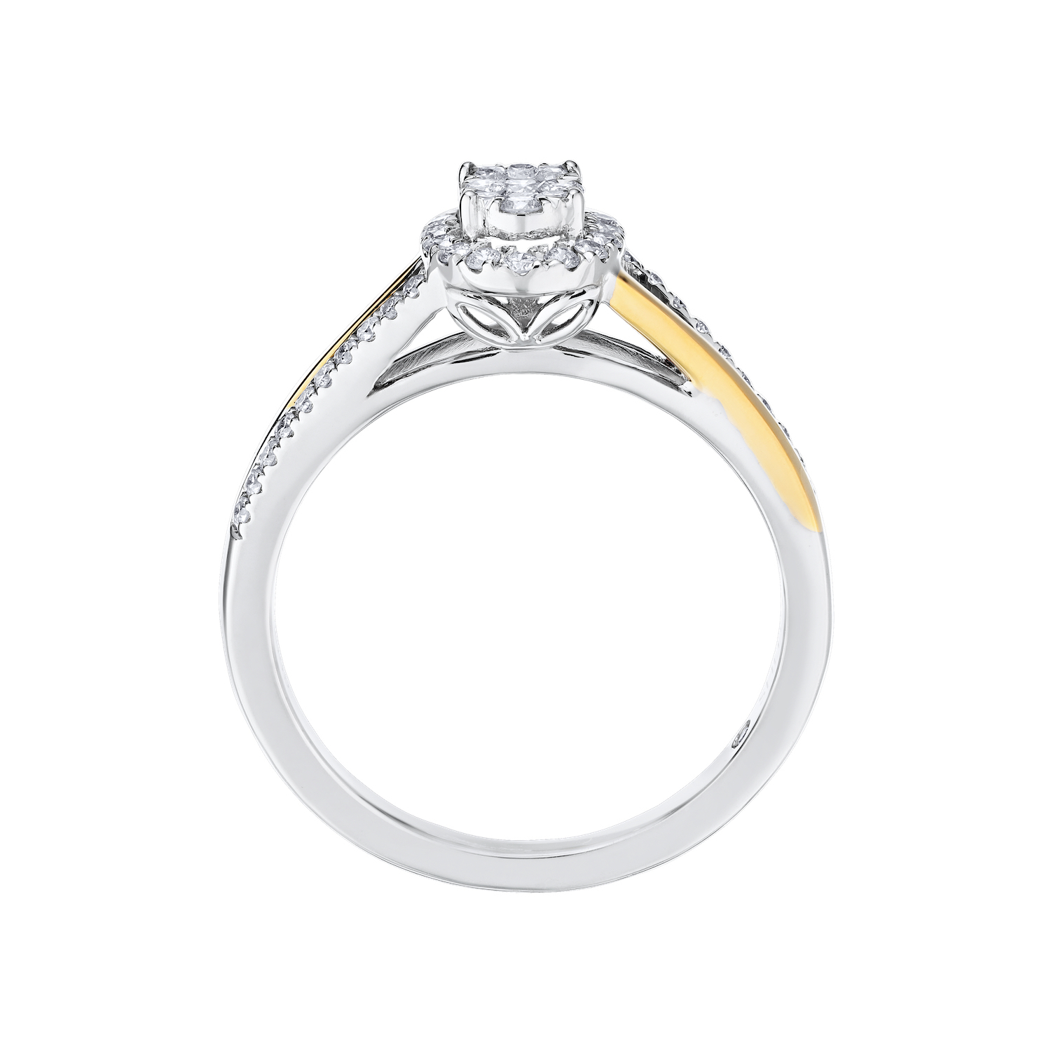 Eternal Fire&trade; 14k Two Tone Gold Oval Shape Halo with Split Shank Diamond 0.33 Ctw