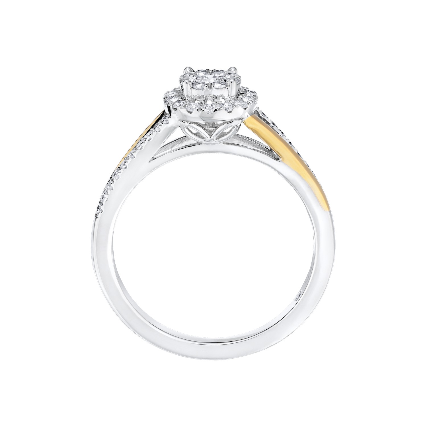 Eternal Fire&trade; 14k Two Tone Gold Round Cluster Halo with Split Shank Diamond 0.33 Ctw