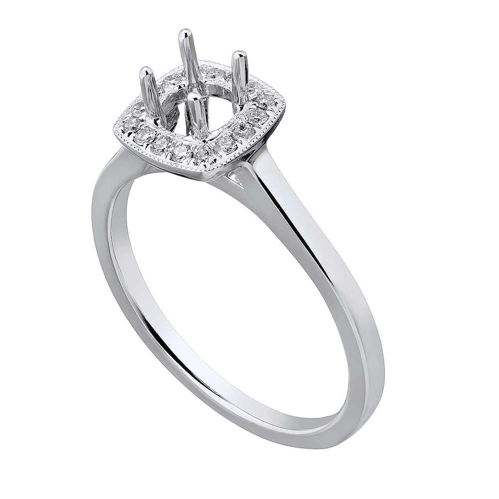 14K White Gold Diamond 0.10 Ctw Engagement Ring