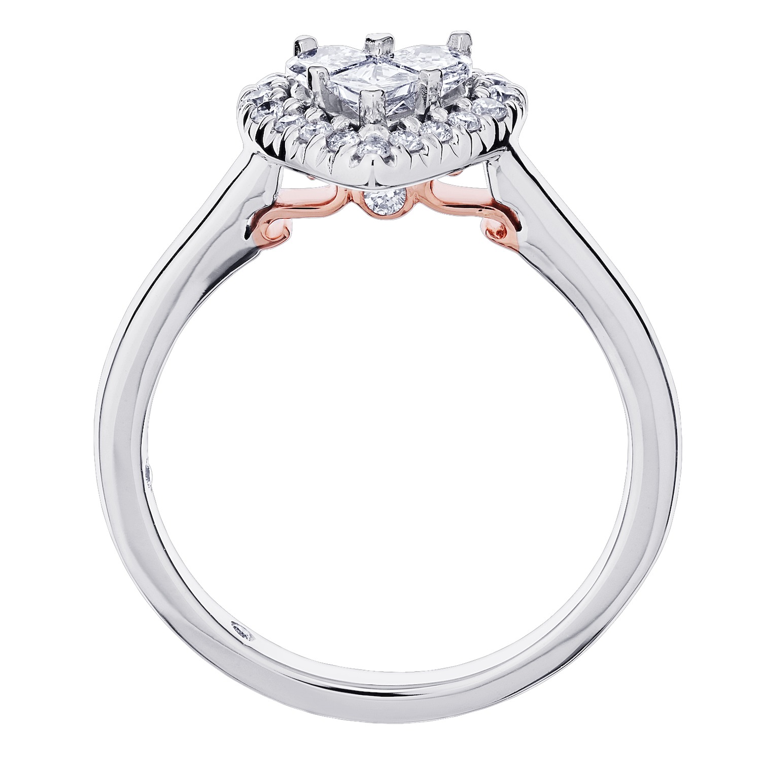 Compozit&trade; 14KW White Gold Heart Shape Halo With Plain Shank Ring Diamond 0.50 Ctw Cutting Edge Technology
