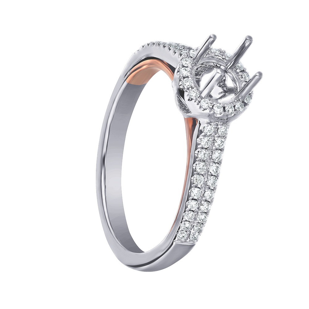 14K Two Tone Gold Diamond Engagement Ring 6.16 Ctw