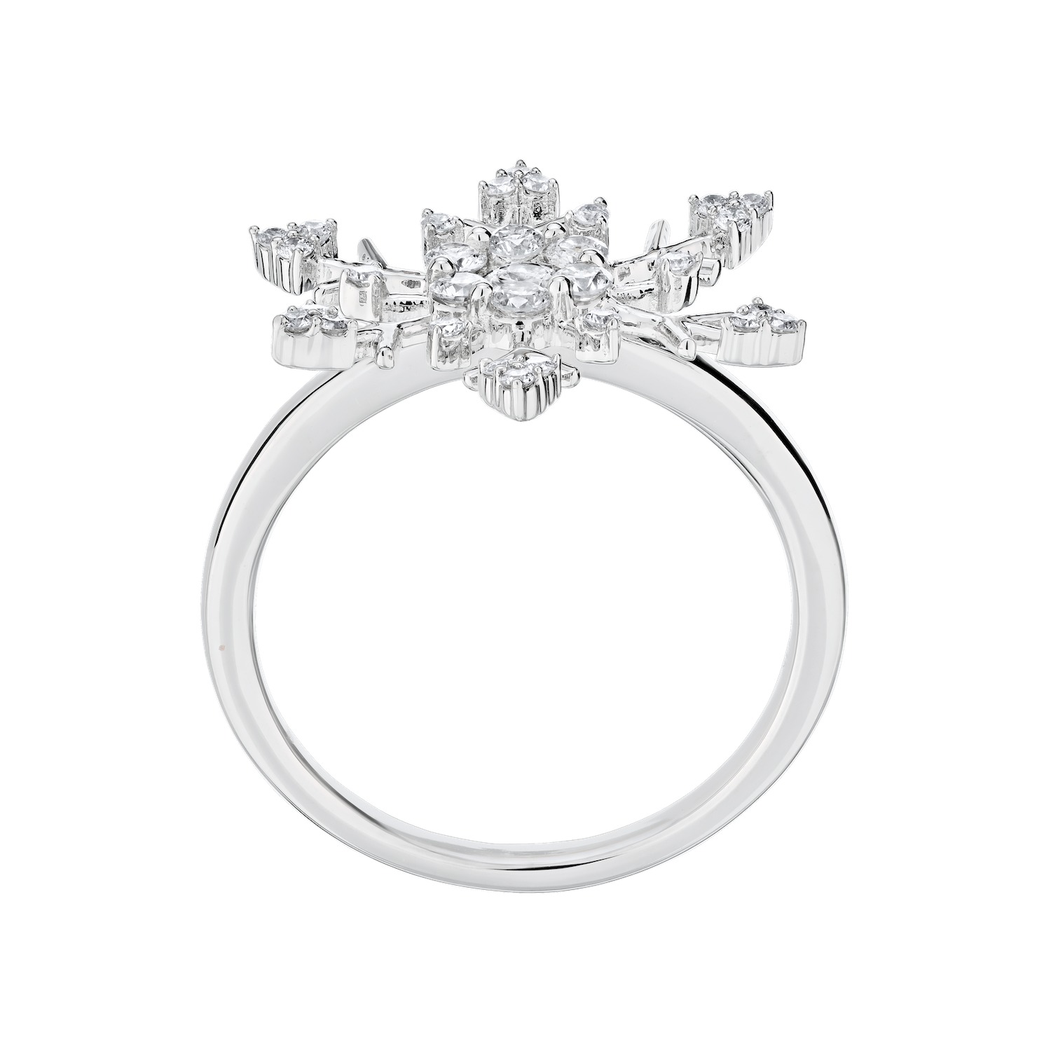 Diamond Frost&trade; 14kw White Gold Snowflake with Polished Shank Ring Diamond 0.38 Ctw