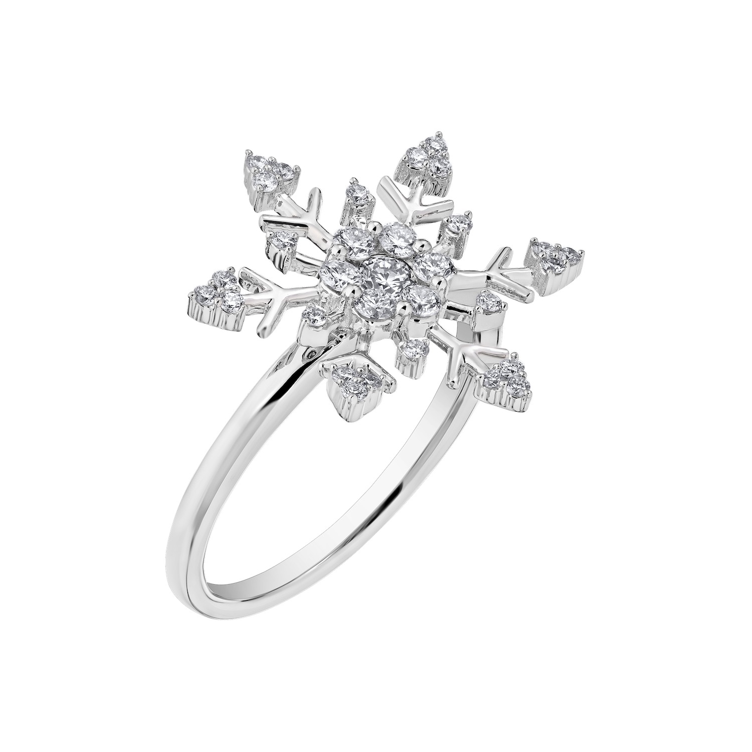 Diamond Frost&trade; 14kw White Gold Snowflake with Polished Shank Ring Diamond 0.38 Ctw