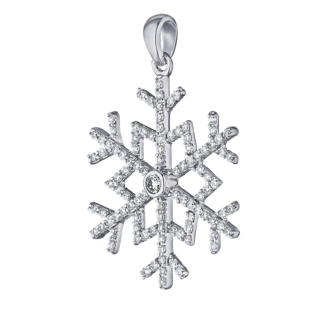 Diamond Frost&trade; 14kw White Gold Pave Set Snowflake with Polished Bail Pendant Diamond 0.40 Ctw