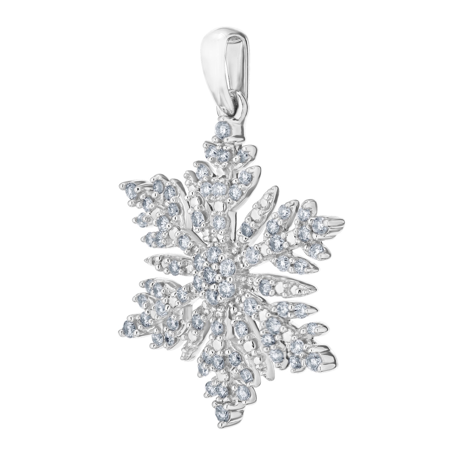 Diamond Frost&trade; 14kw White Gold Diamond Set Snowflake Polished Bail Pendant Diamond 0.50 Ctw