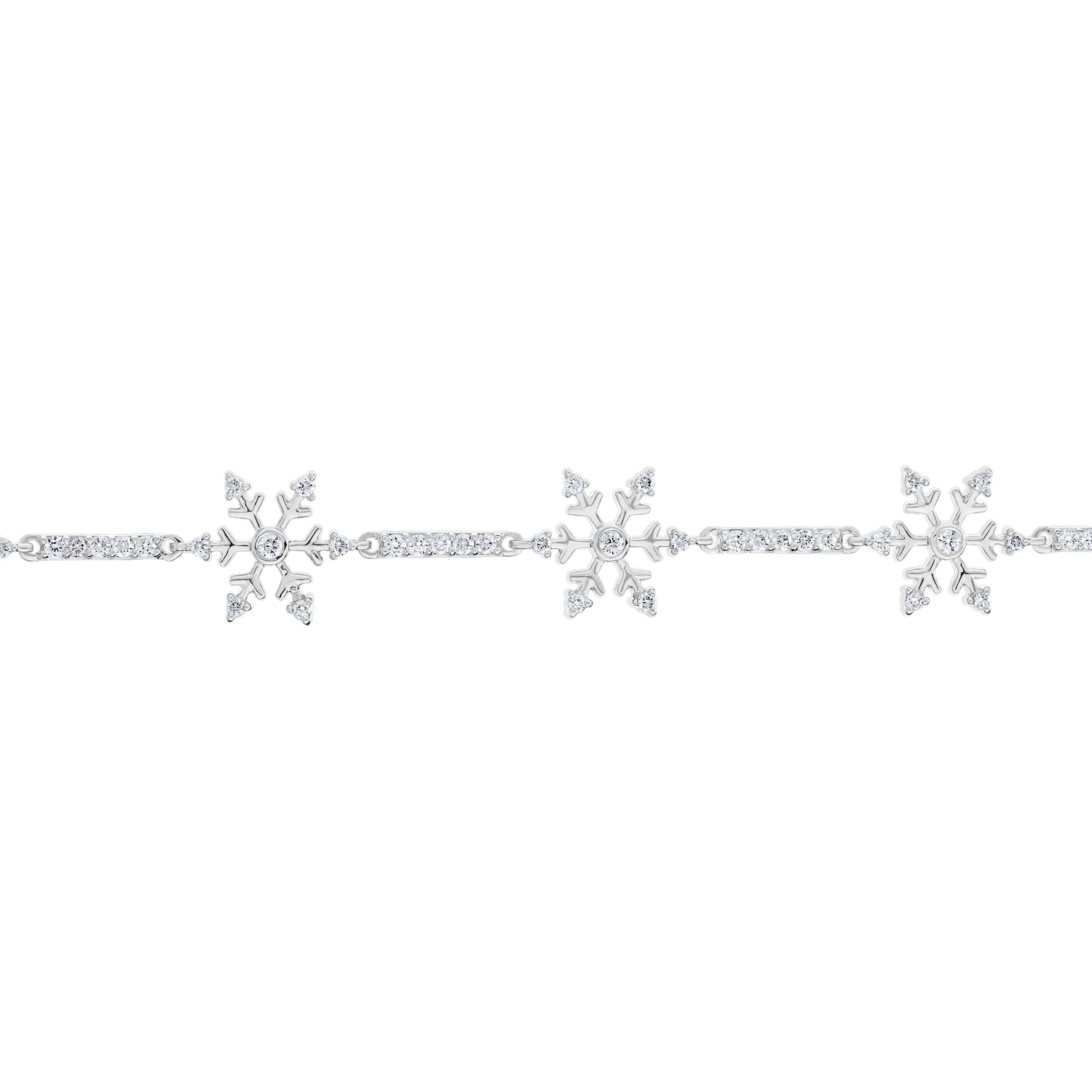 Diamond Frost&trade; 14k White Gold Ornate Snowflakes with Diamond Bars Between Bracelet Diamond 1.00 Ctw