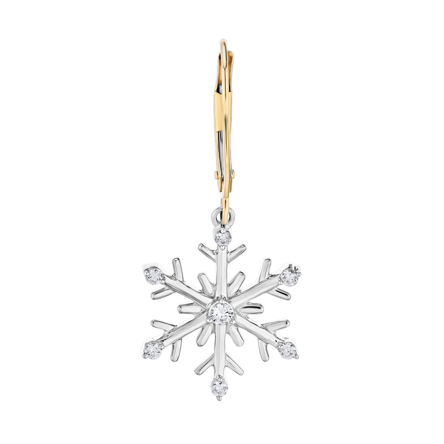 Diamond Frost&trade; 14kw White Gold Snowflake Drops on Lever-Backs Earrings Diamond 0.20 Ctw