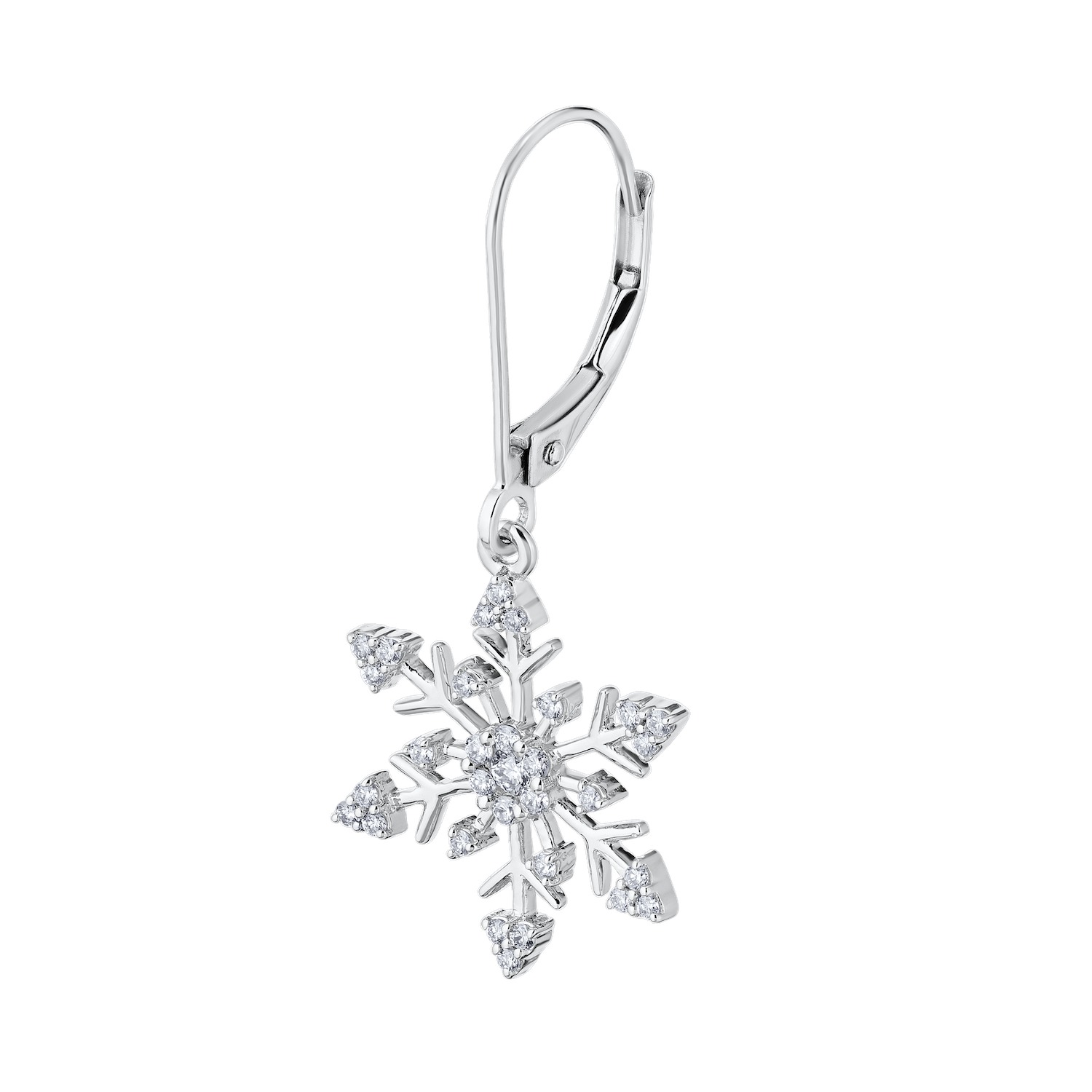 Diamond Frost&trade; 14kw White Gold Snowflake Drops on Lever-Backs Earrings Diamond 0.40 Ctw