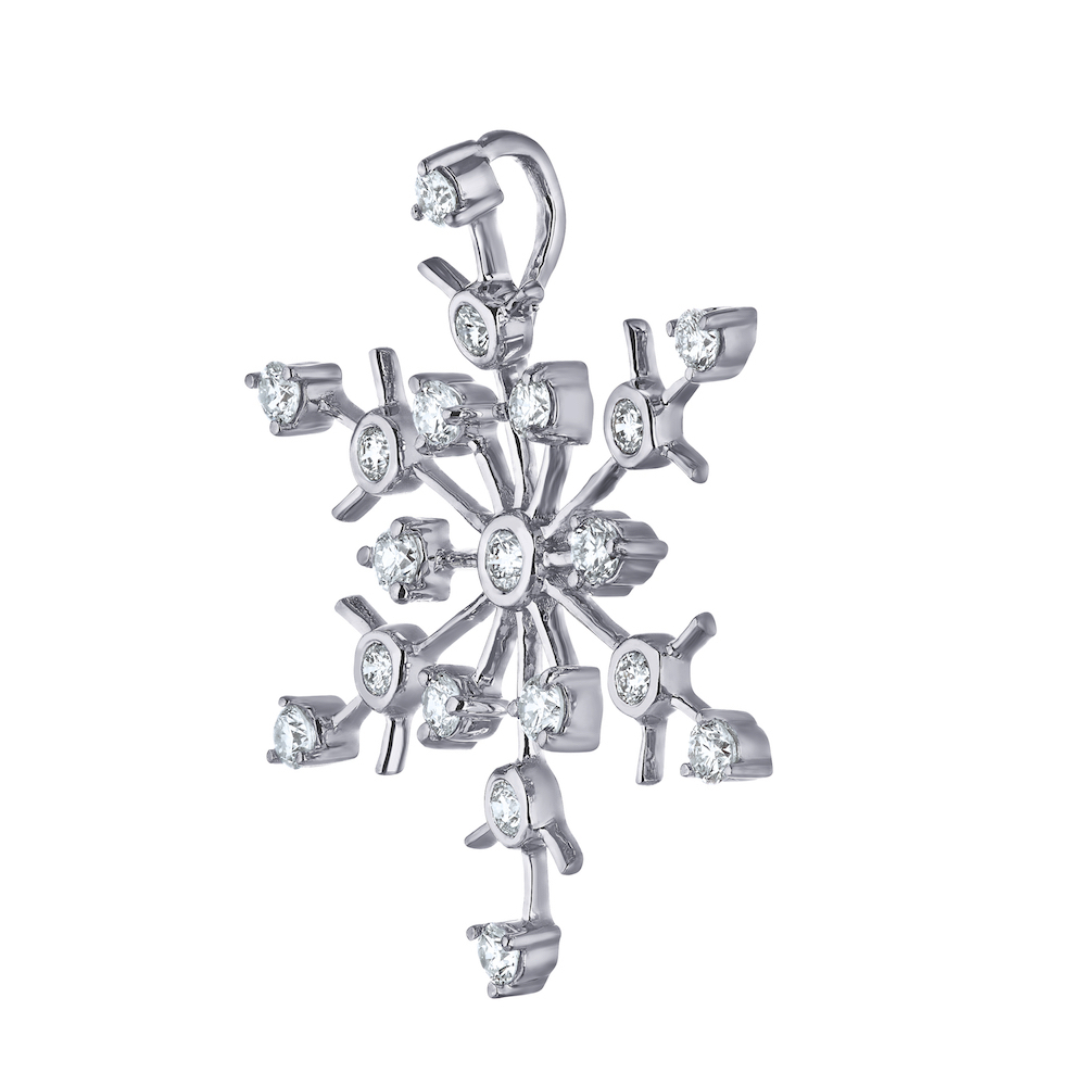 Diamond Frost&trade; 14kw White Gold Snowflake Bezel Set Hidden Bail Pendant Diamond 0.25 Ctw