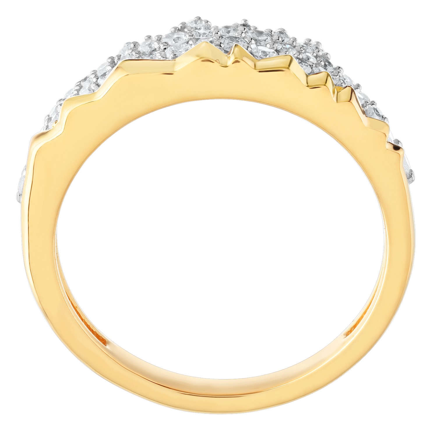 Diamond Peak&trade; 14KY Yellow Gold Ring Pave Set Mountain Range Diamond 0.33 Ctw