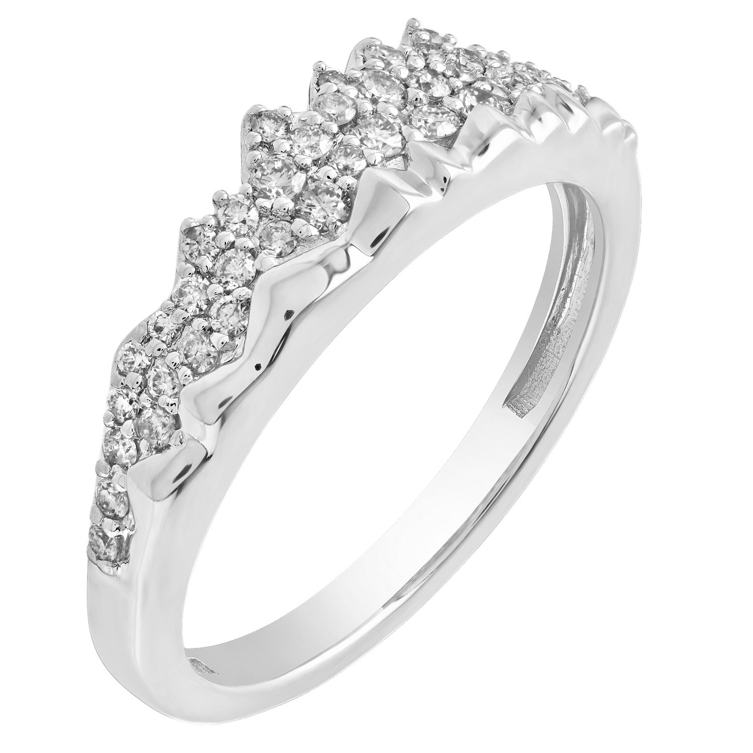 Diamond Peak&trade; 14KW White Gold Ring Pave Set Mountain Range Diamond 0.33 Ctw