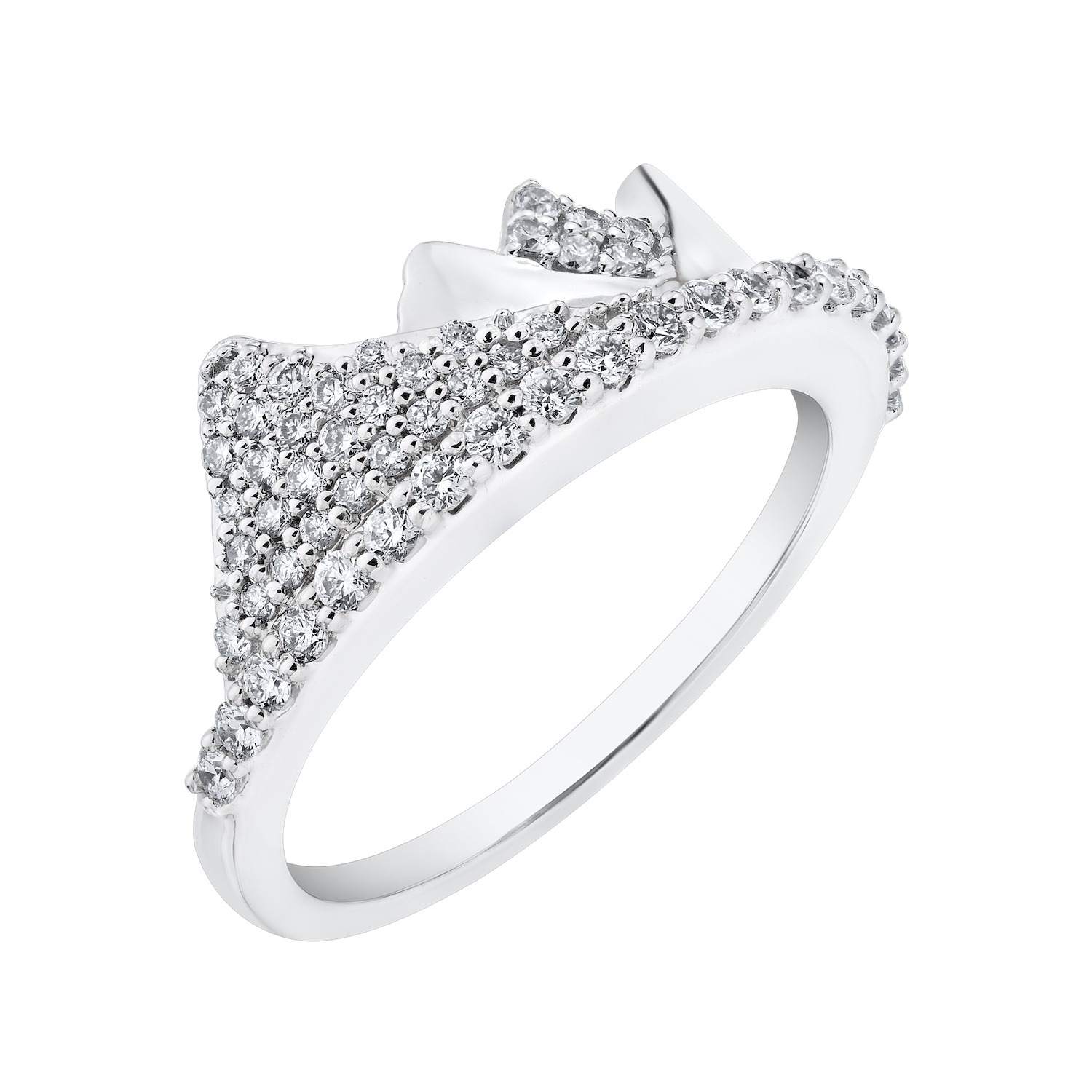 Diamond Peak&trade; 14KW White Gold Ring Pave & Polished Mountain Range Diamond 0.39 Ctw