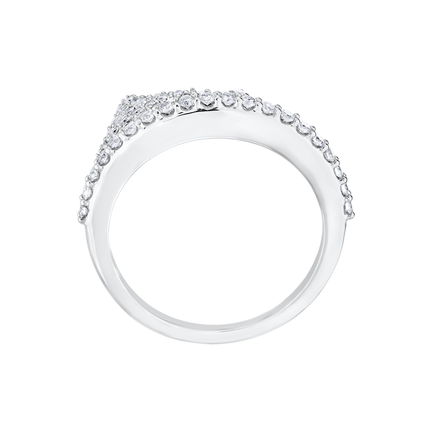 Diamond Peak&trade; 14KW White Gold Ring Pave & Polished Mountain Range Diamond 0.39 Ctw