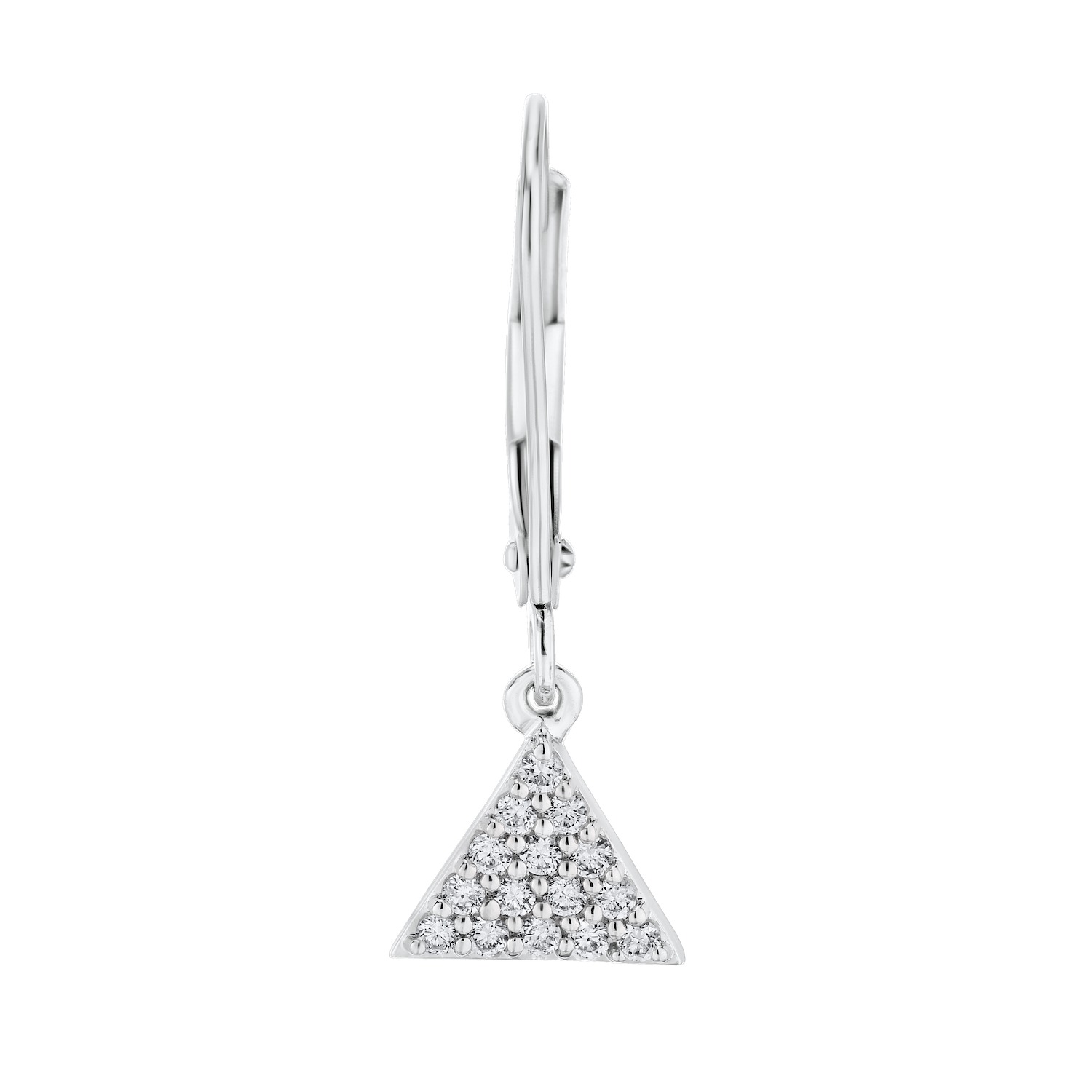 Diamond Peak&trade; 14KW White Gold Earrings Mountain Triangle Drops Lever-Backs Diamond 0.24 Ctw