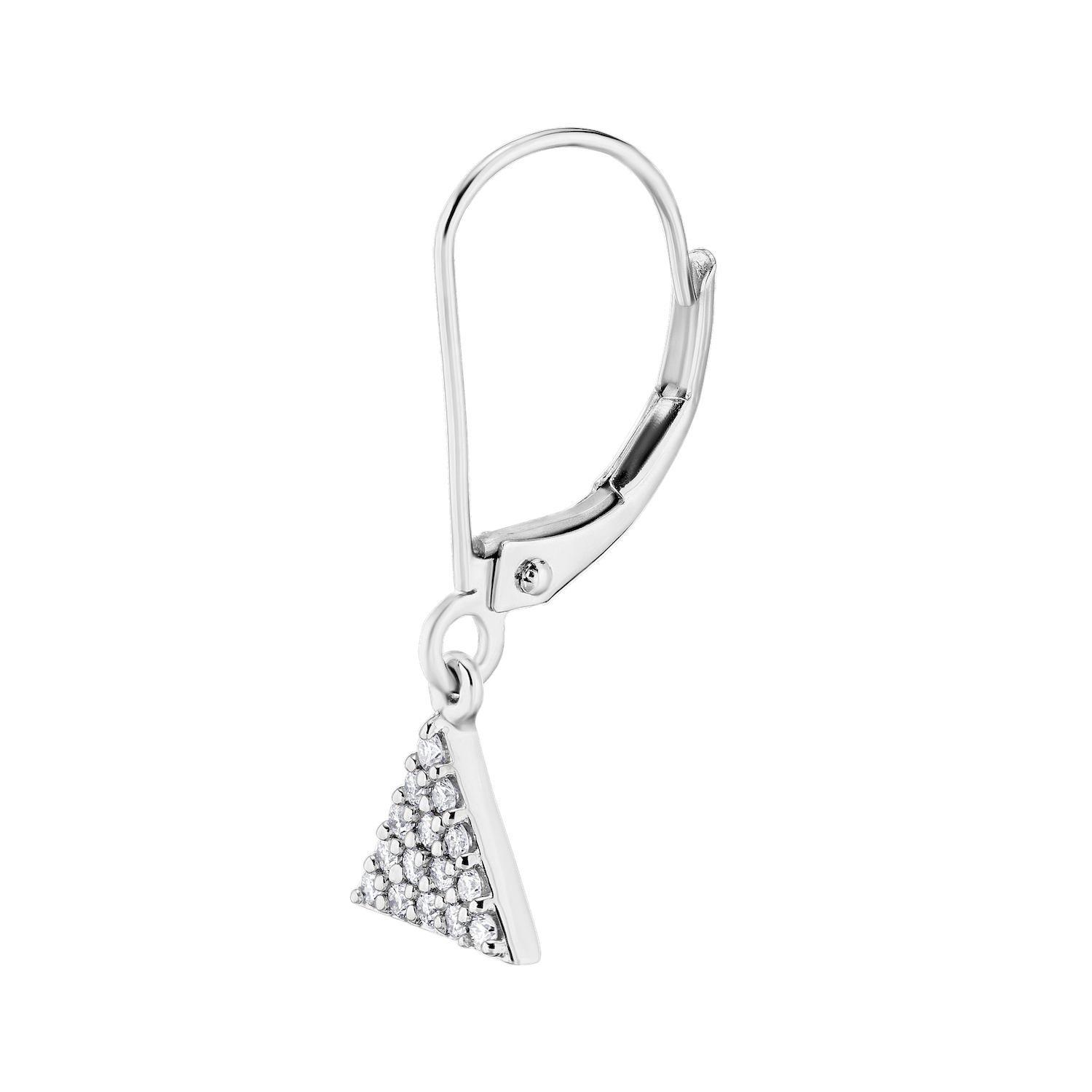 Diamond Peak&trade; 14KW White Gold Earrings Mountain Triangle Drops Lever-Backs Diamond 0.24 Ctw