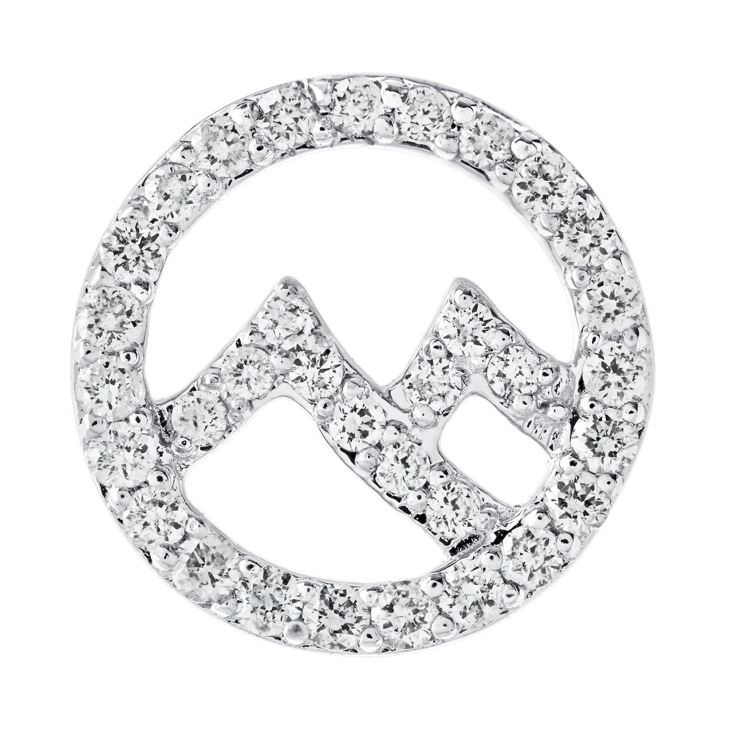 Diamond Peak&trade; 14KW White Gold Earrings Cutout Circle with Mountain Studs RdDia 0.24 Ctw