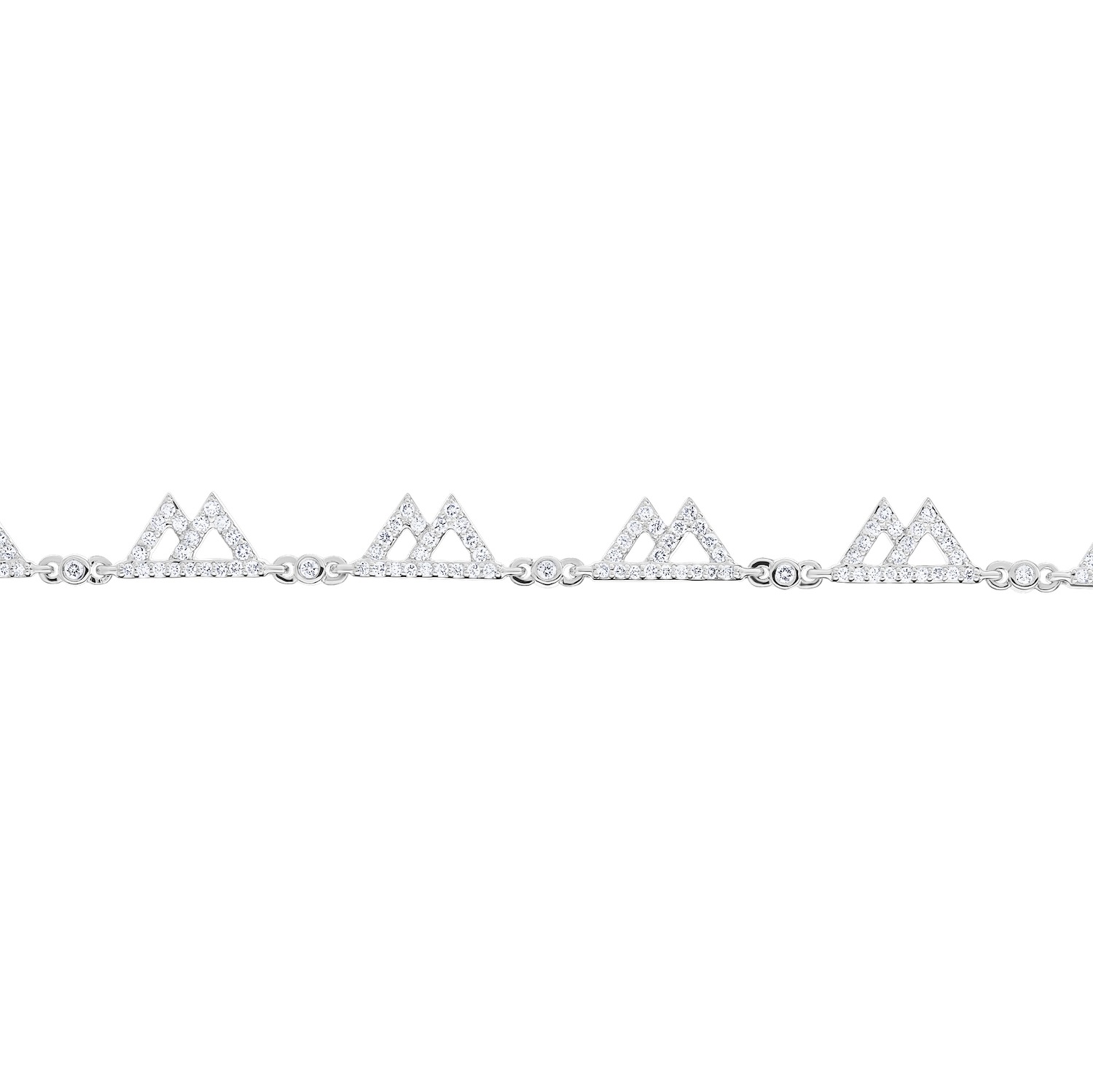 Diamond Peak&trade; 14K White Gold Bracelet Pave Cutout Mountains with Diamond Bars Between Diamond 1.00 Ctw