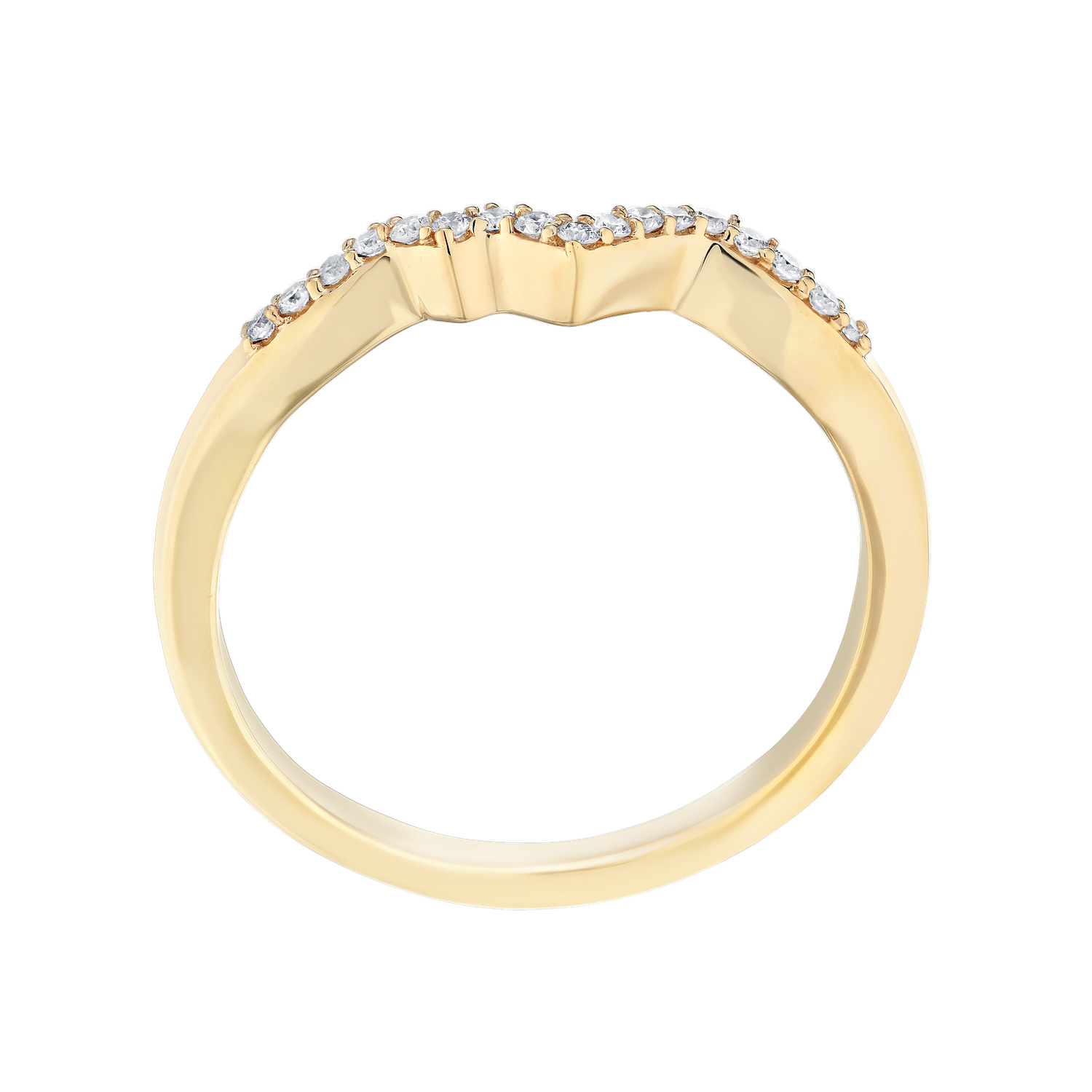 Diamond Peak&trade; 14KY Yellow Gold Ring Mountain Range Stackable Diamond 0.09 Ctw