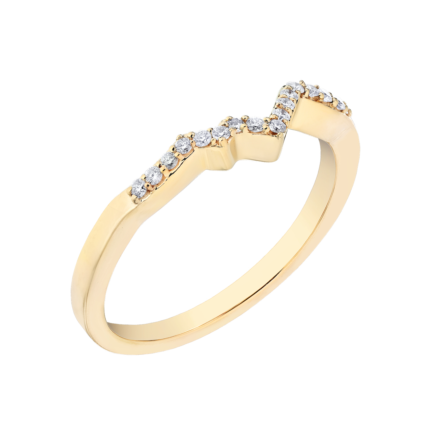 Diamond Peak&trade; 14KY Yellow Gold Ring Mountain Range Stackable Diamond 0.09 Ctw
