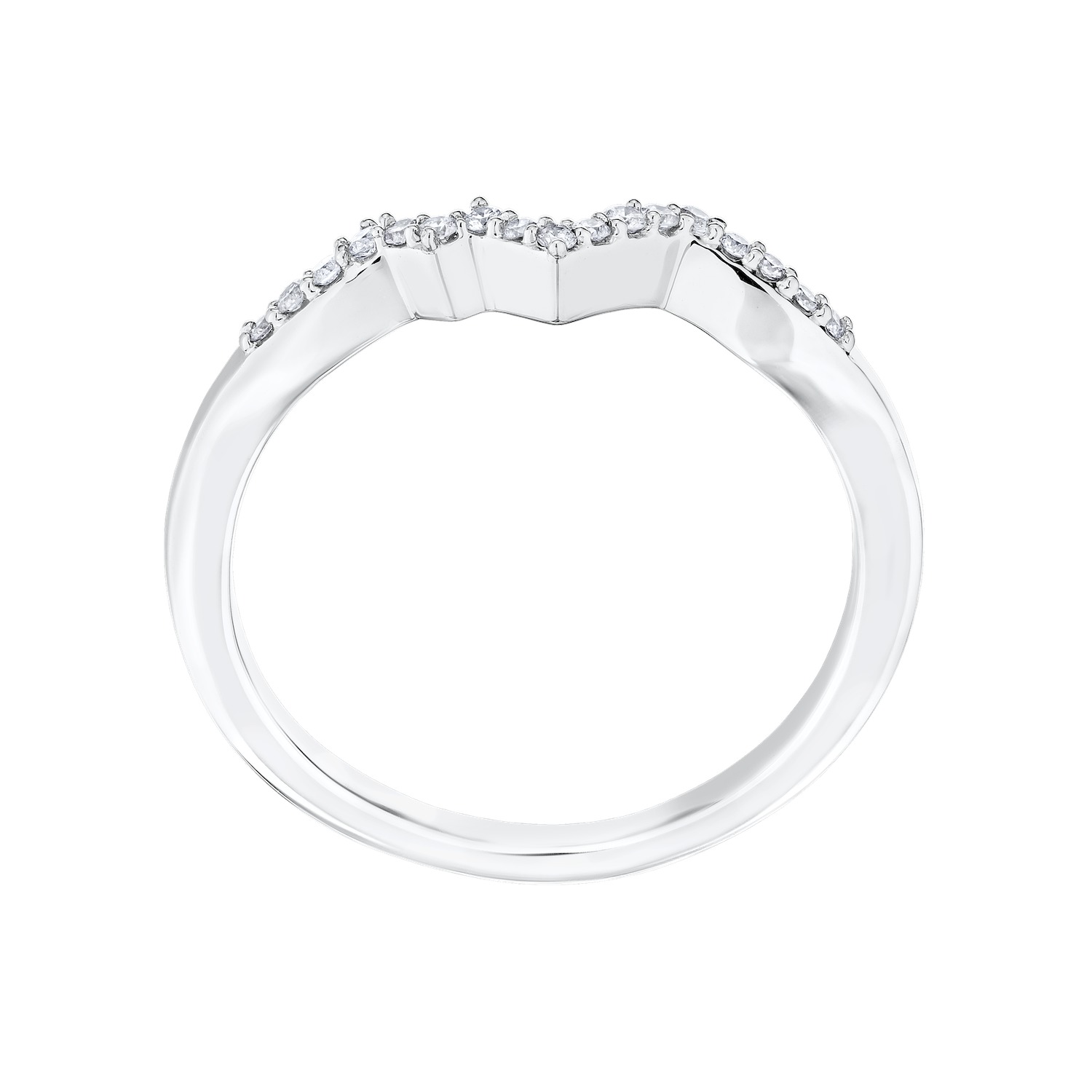 Diamond Peak&trade; 14KW White Gold Ring Mountain Range Stackable Diamond 0.09 Ctw