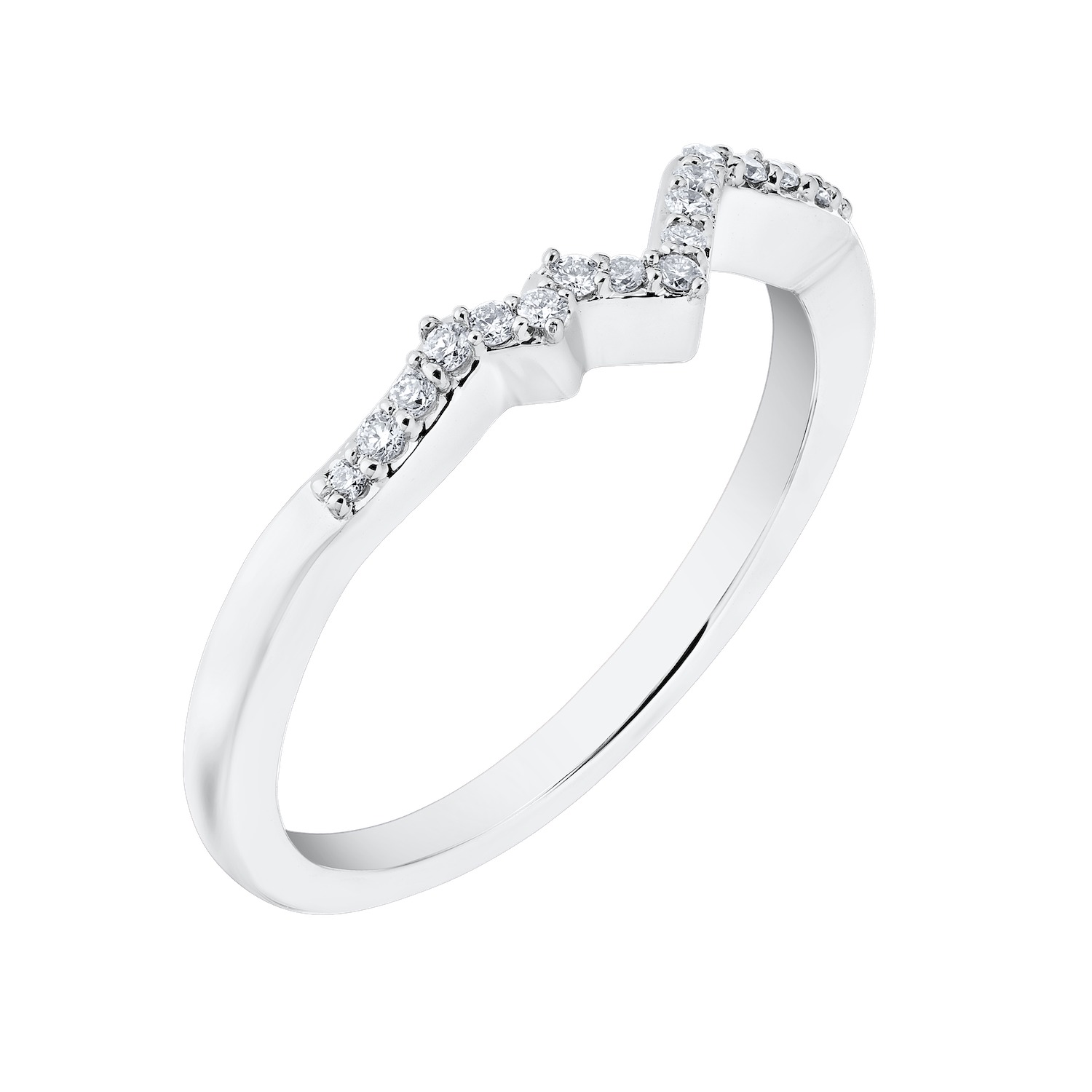 Diamond Peak&trade; 14KW White Gold Ring Mountain Range Stackable Diamond 0.09 Ctw