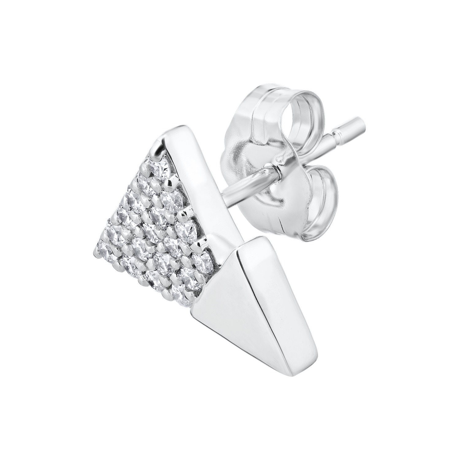 Diamond Peak&trade; 14KW White Gold Earrings Pave Mountain Studs Diamond 0.25 Ctw