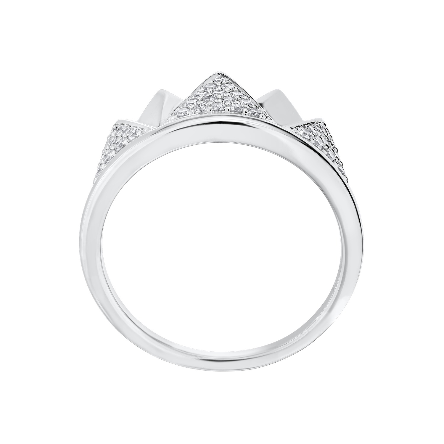Diamond Peak&trade; 14KW White Gold Ring Mountain Range Alternating Pave & Polished Diamond 0.21 Ctw