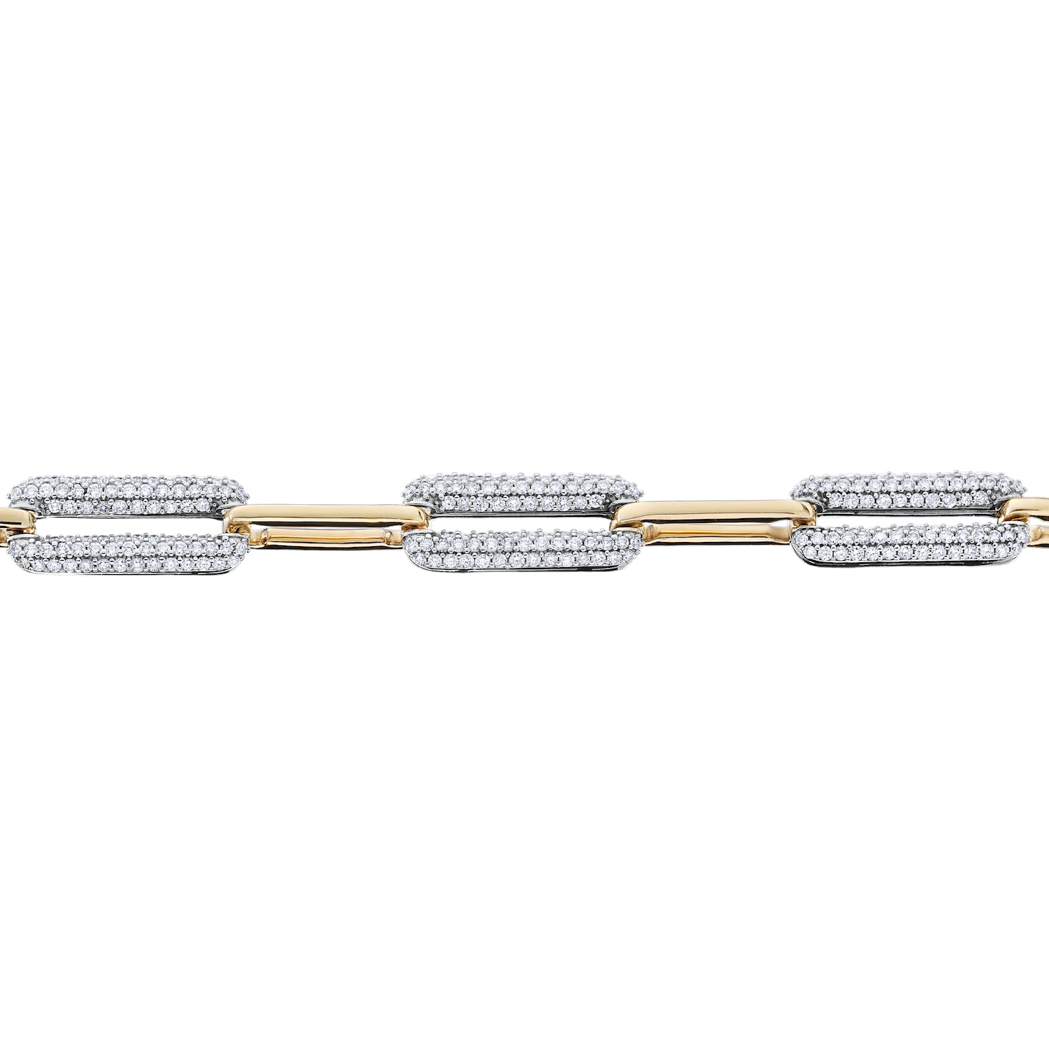 Bracelet: 14Tt Chunky Alternating Pave & Polished Links 468 Rd. 2 1/2 Ctw