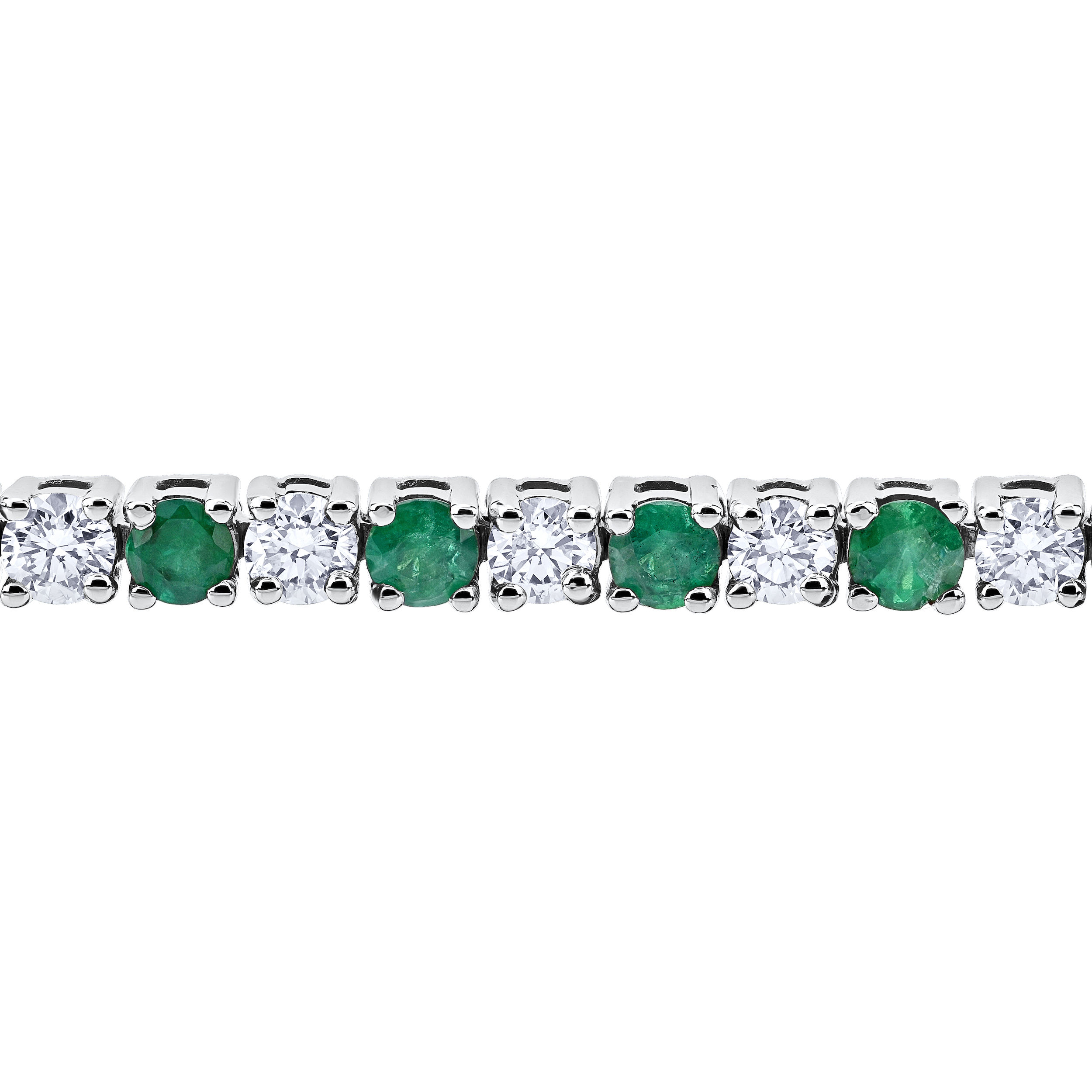 Majestic Gems&trade; 14k White Gold Alternating Color & Diamond Prong Set Emerald & Diamond 4.62 Ctw