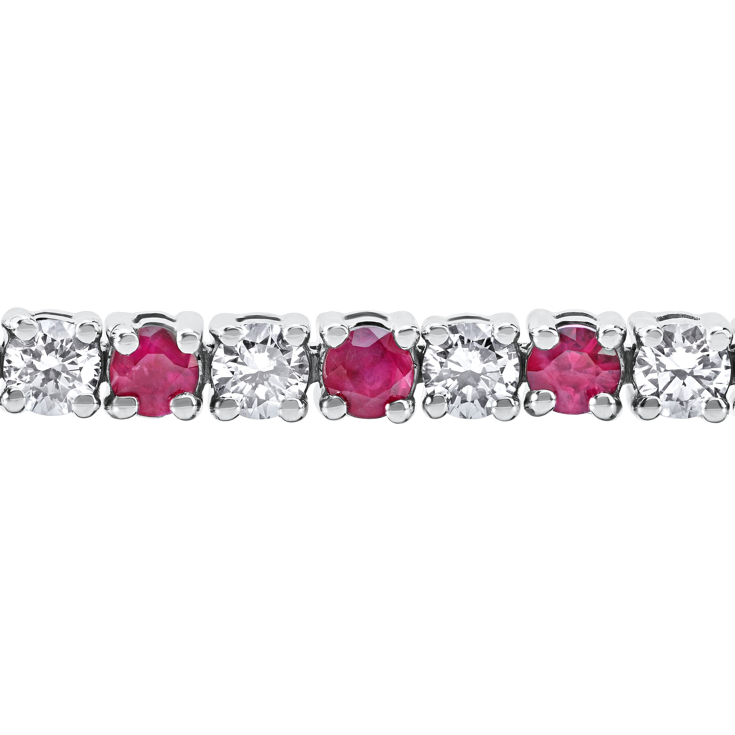 Majestic Gems&trade; 14k White Gold Alternating Color & Diamond Prong Set Ruby & Diamond 4.62 Ctw