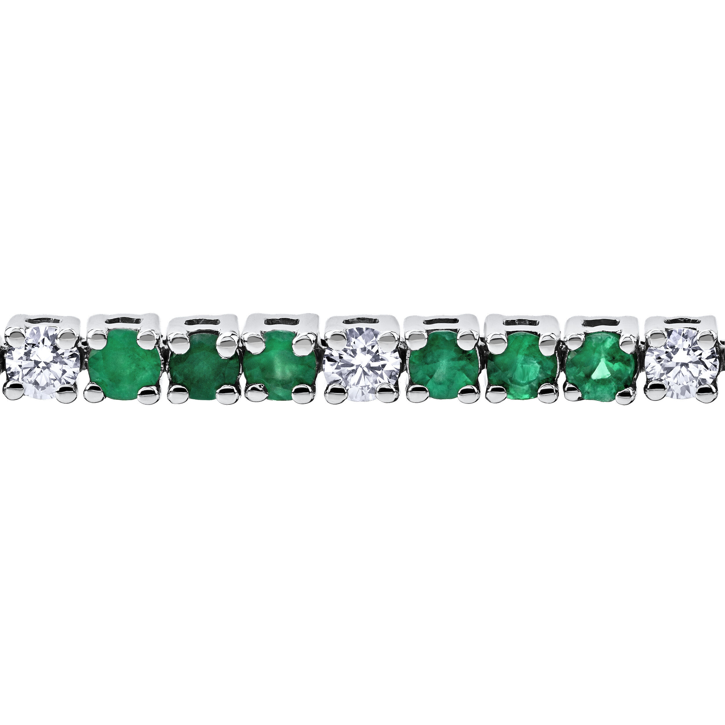 Majestic Gems&trade; 14k White Gold Shared Prong Alternating Emerald & Diamond 4.80 Ctw