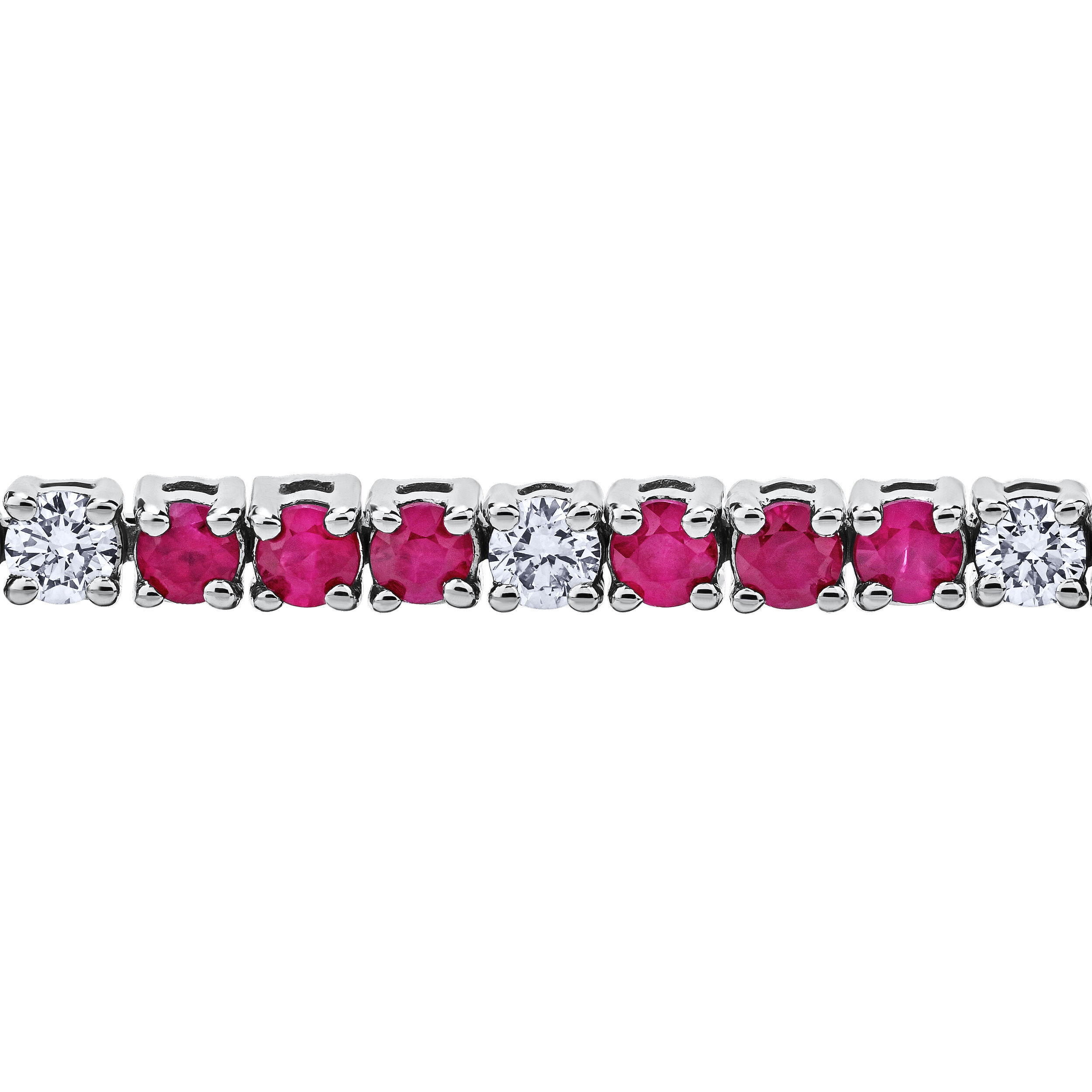 Majestic Gems&trade; 14k White Gold Shared Prong Alternating Ruby & Diamond 4.80 Ctw