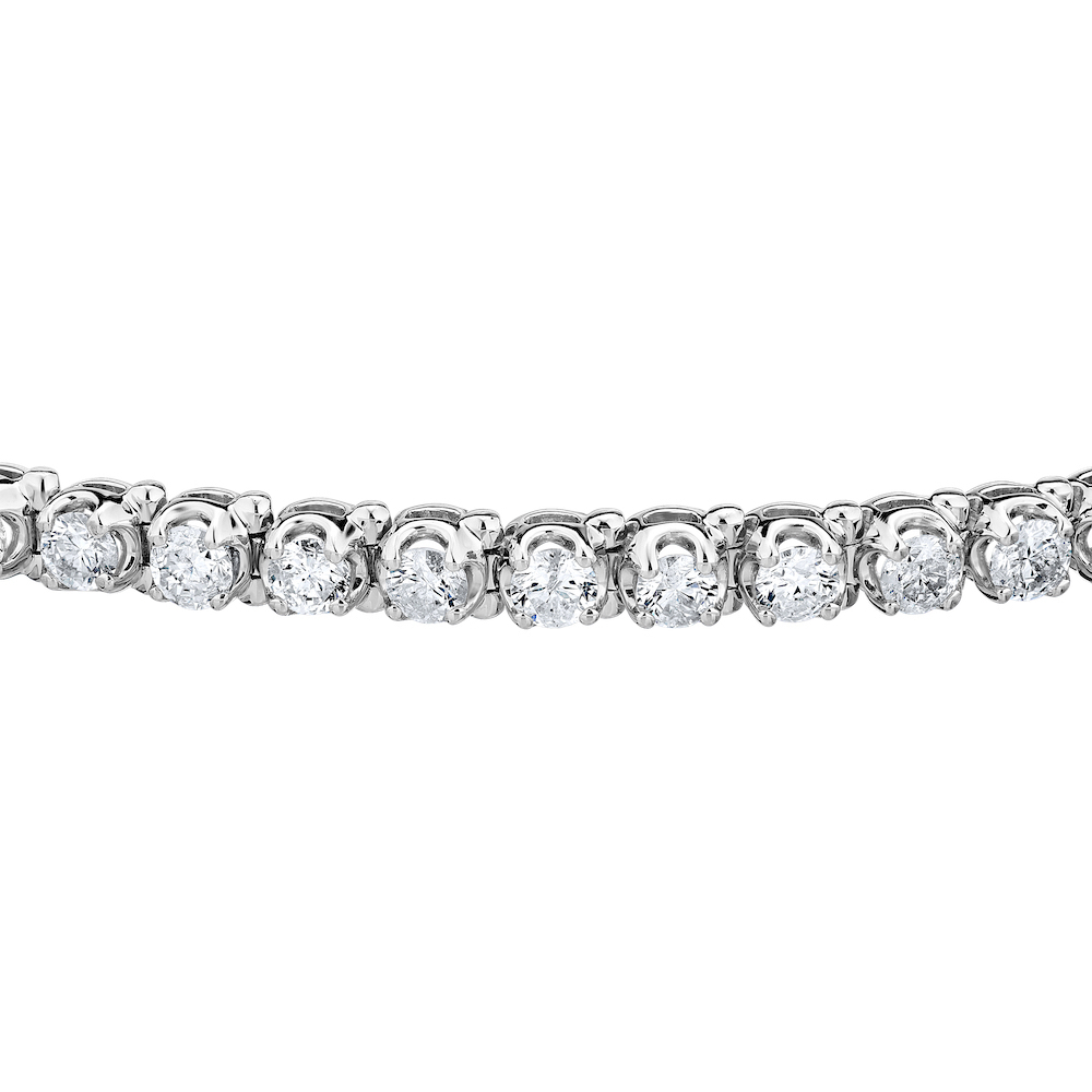 14K White Gold 4 Prong Classic U Shape Low Profile Settings Diamond Bracelet 7.00 Ctw