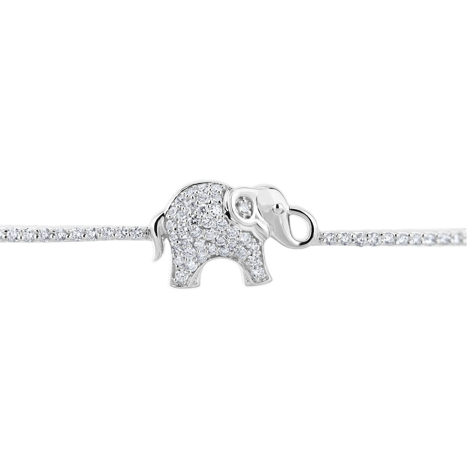 ZooLightful&trade; 14K White Gold Pave Elephant Hinged Bangle Diamond 0.50 Ctw
