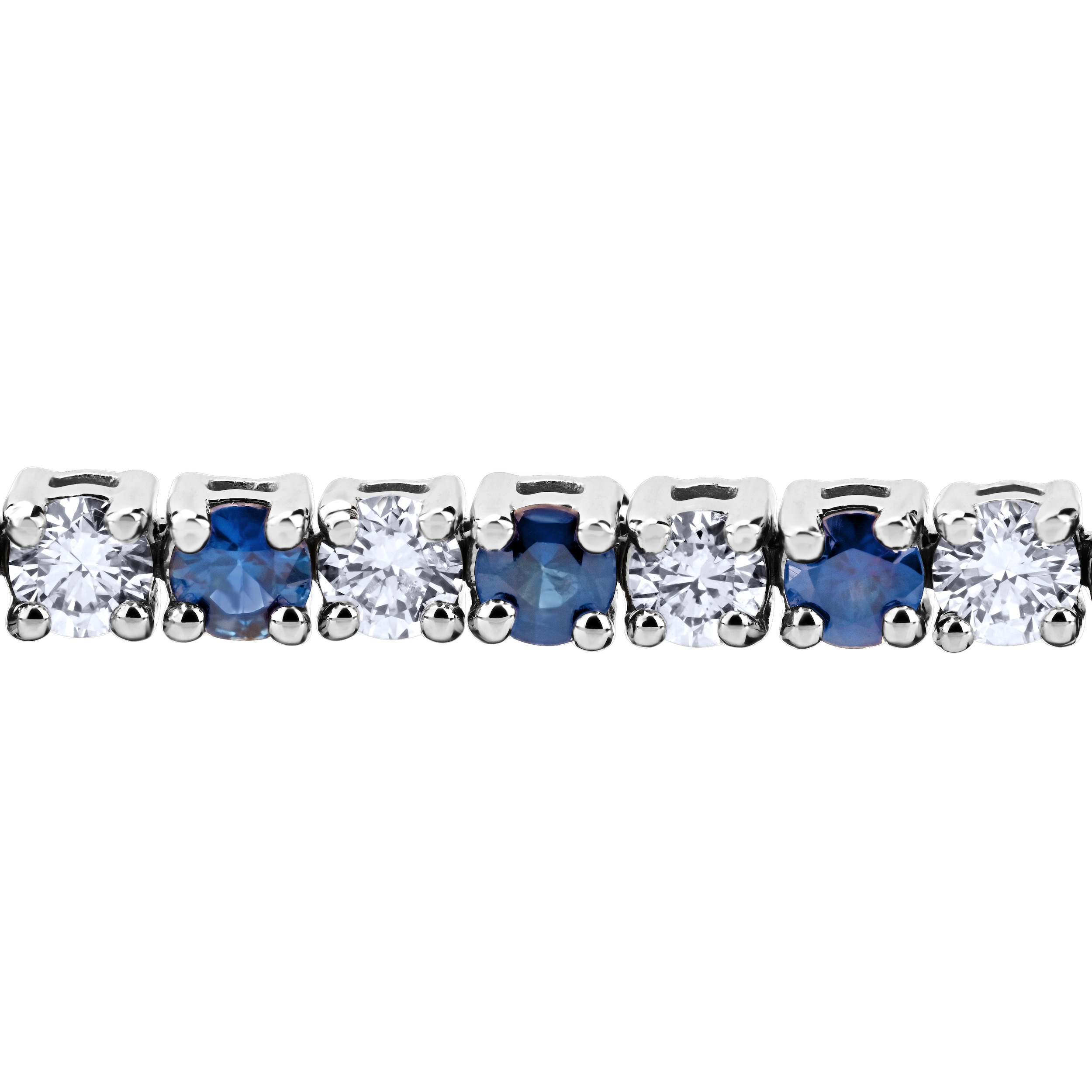 Majestic Gems&trade; 14k White Gold Prong Set Alternating Blue Sapphire & Diamond 3.62 Ctw