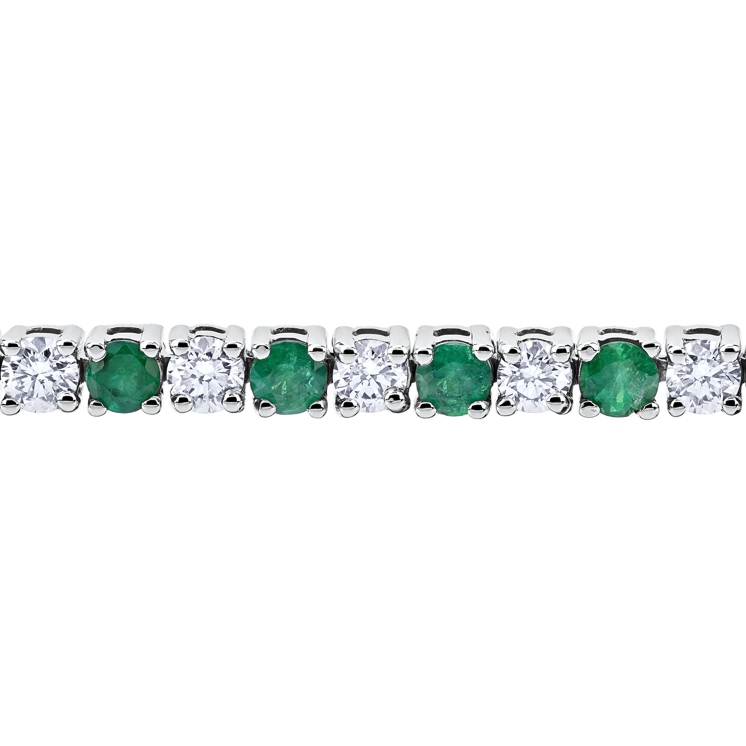 Majestic Gems&trade; 14k White Gold Prong Set Alternating Emerald & Diamond 5.10 Ctw