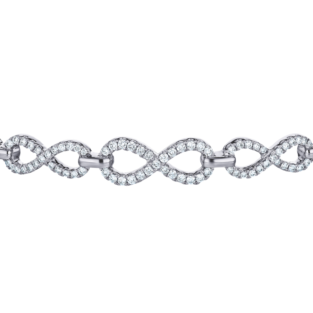 14K White Gold Pave Set Infinity Hinged Diamond Bangle 0.50 Ctw