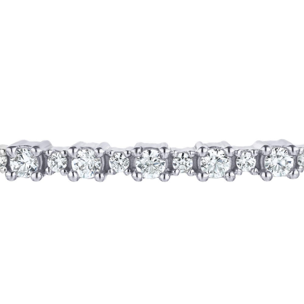 14K White Gold Alternating Larger and Smaller Prong Set Hinged Bangle Diamond 0.87 Ctw