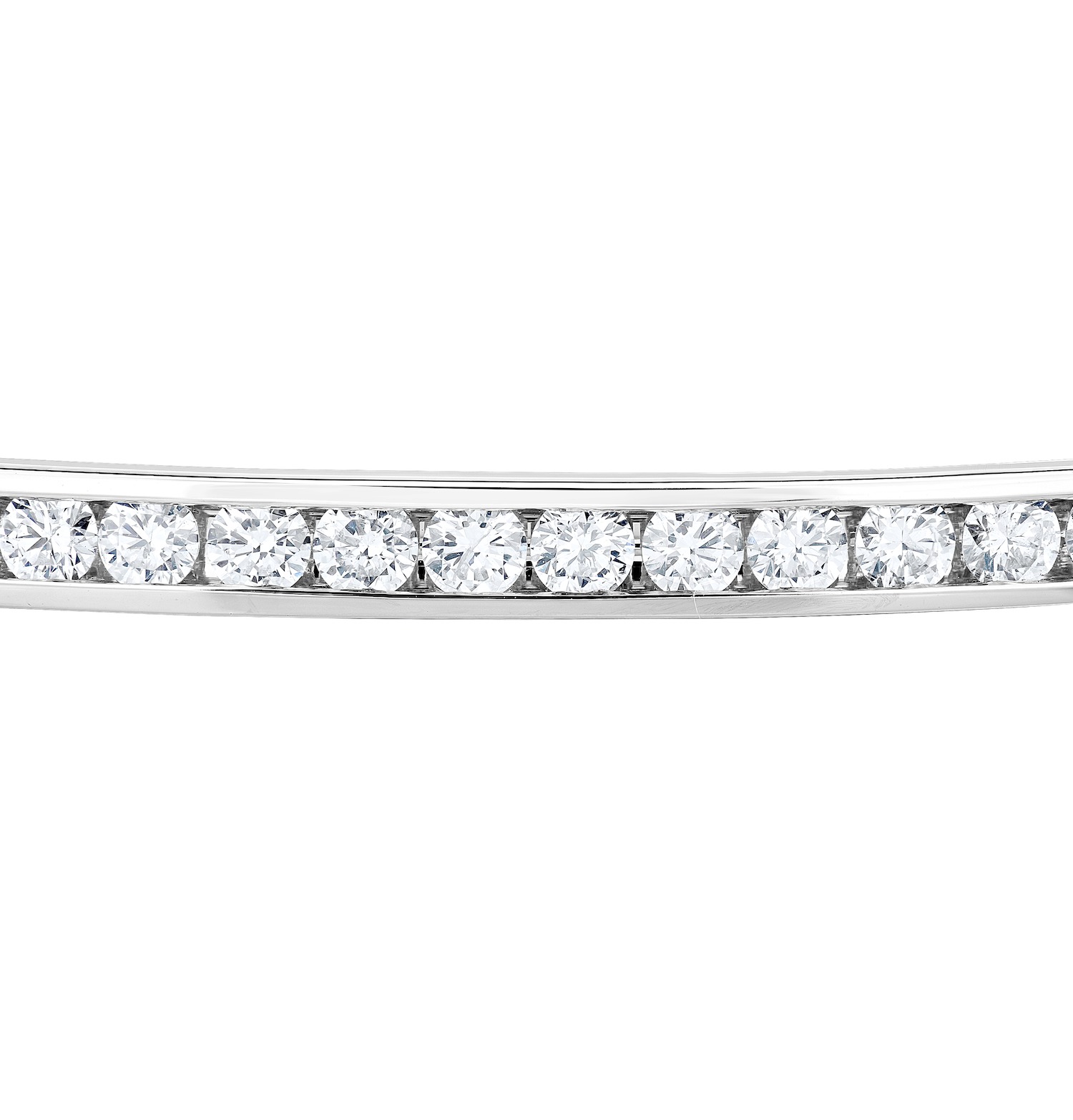 14K White Gold Classic Channel Set Hinged Bangle Diamond 4.00 Ctw
