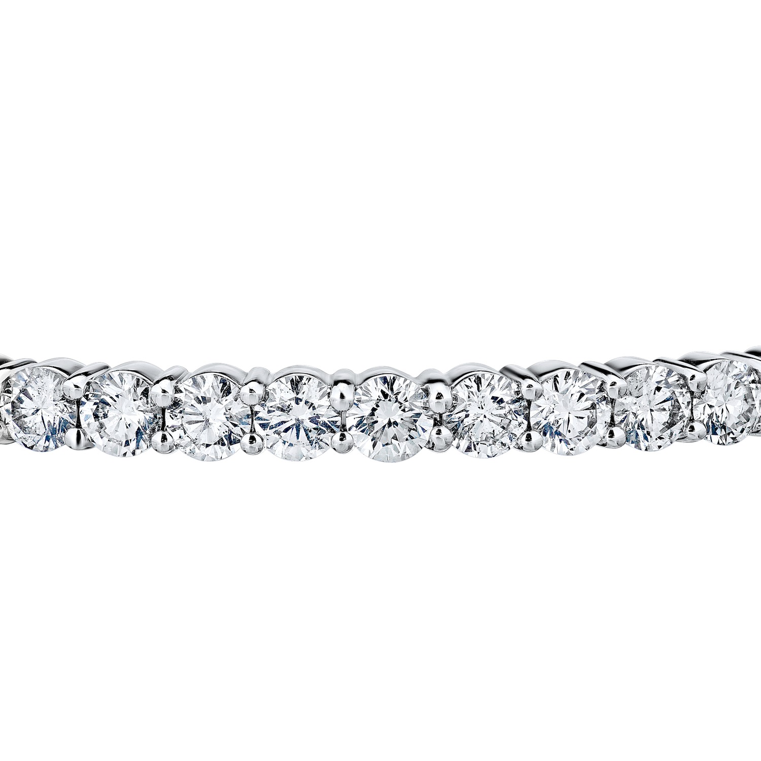 14K White Gold Shared Prong Set Half Hinged Bangle Diamond 2.50 Ctw
