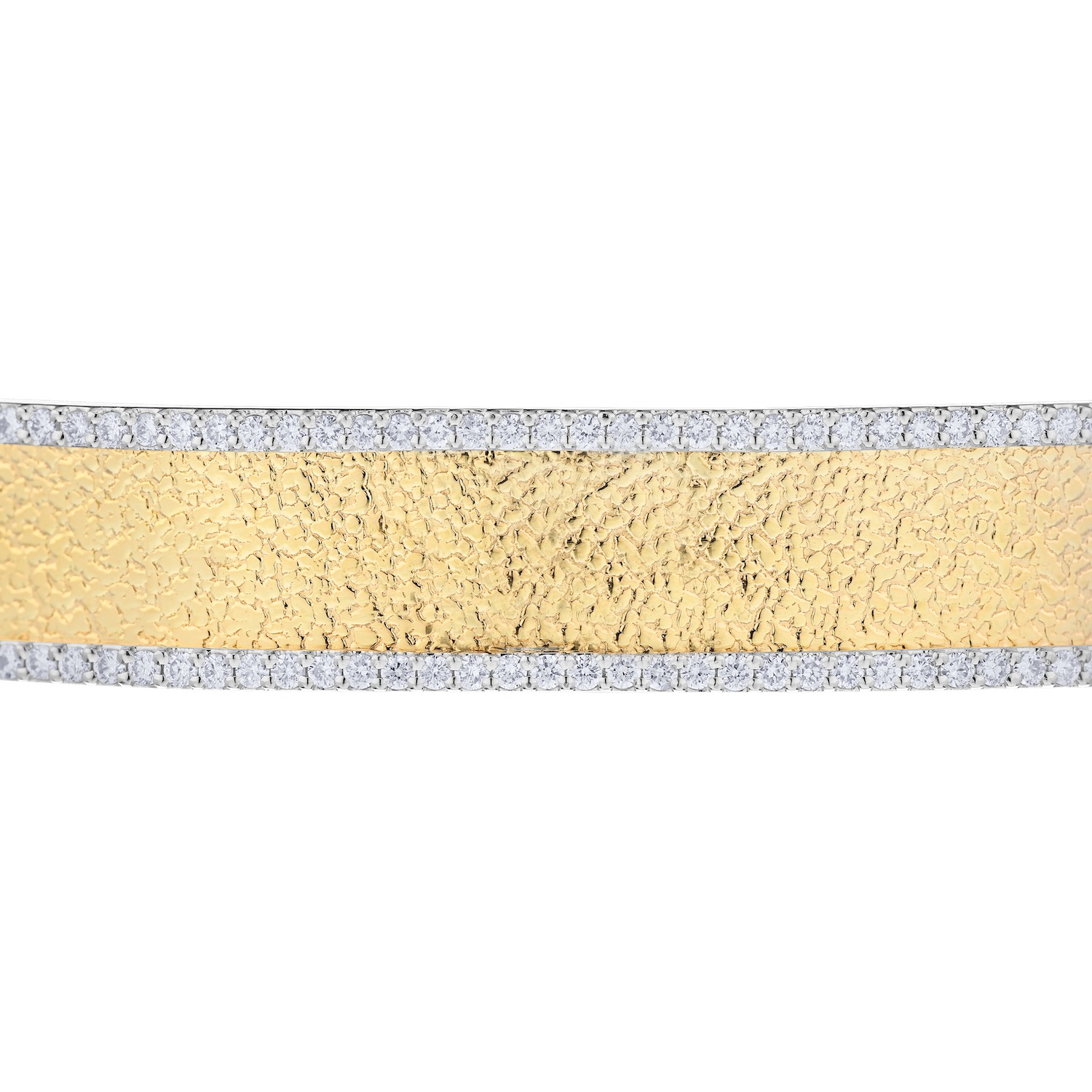 Textura&trade; 14K Two Tone Textured Center with Diamond Rails Diamond 0.75 Ctw