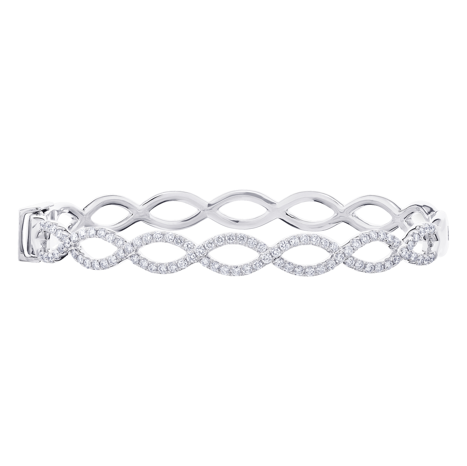 14K White Gold Infinity Negative Space Bangle Diamond 1.25 Ctw