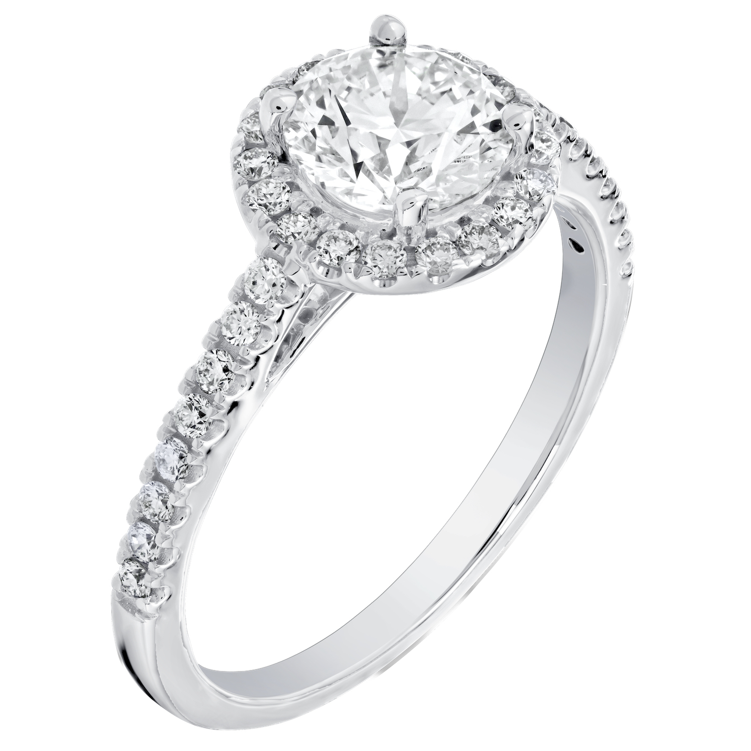 VERDE&trade; 14k White Gold Round Halo with Under Rail Ring 1.33 Ctw LAB GROWN DIAMONDS