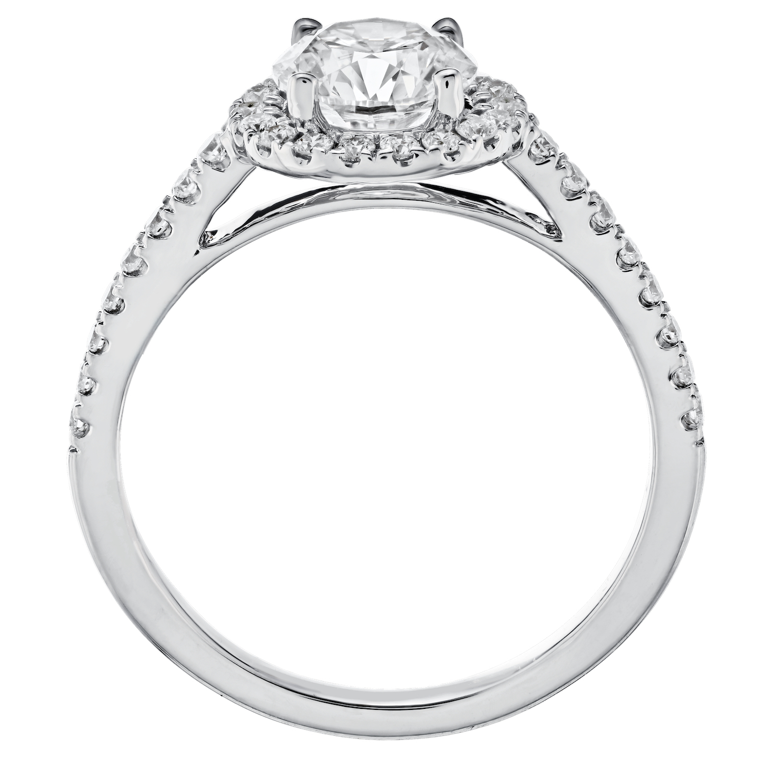 VERDE&trade; 14k White Gold Round Halo with Under Rail Ring 1.33 Ctw LAB GROWN DIAMONDS