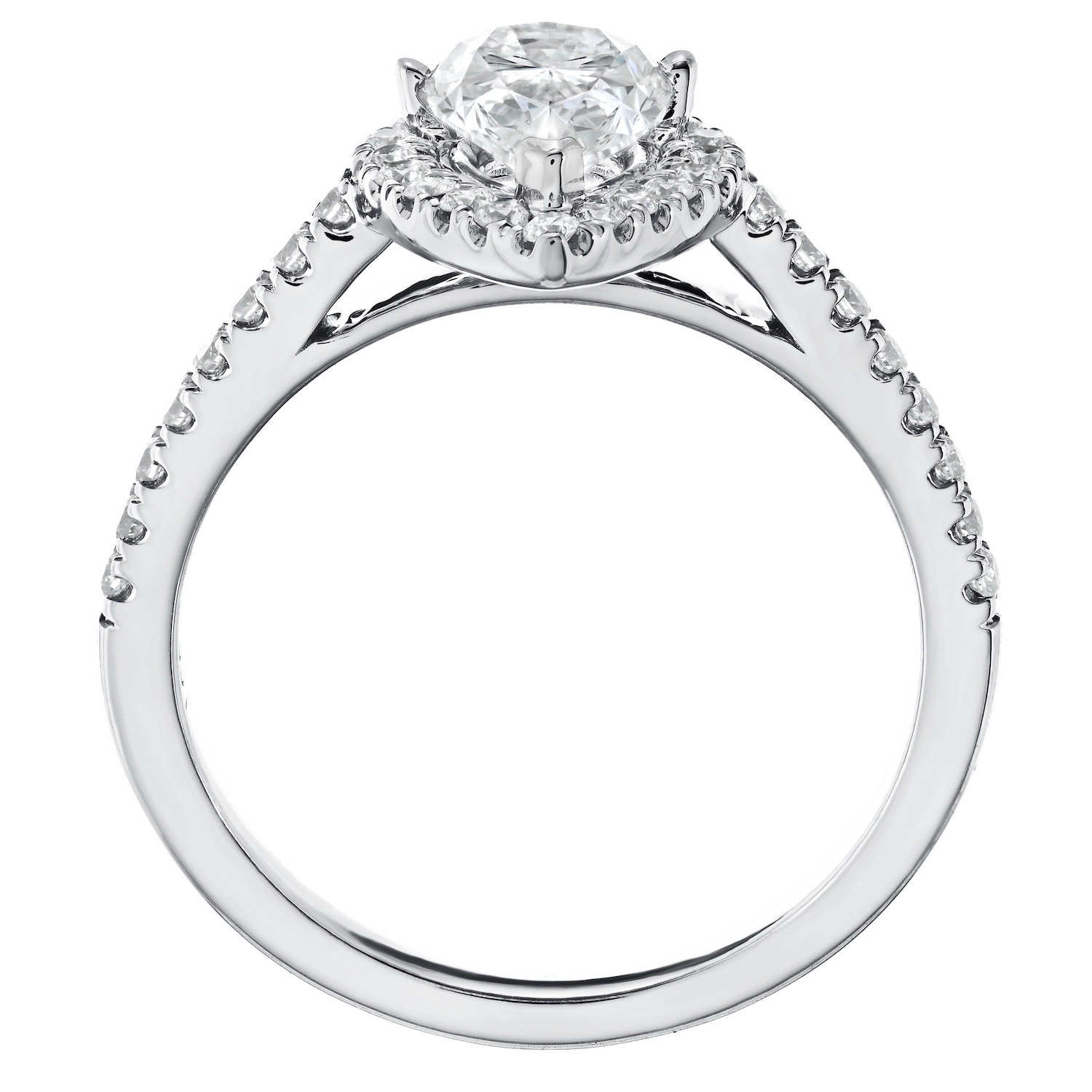 VERDE&trade; 14k White Gold Pear-Shape Halo with Under Rail Ring 1.33 Ctw LAB GROWN DIAMONDS