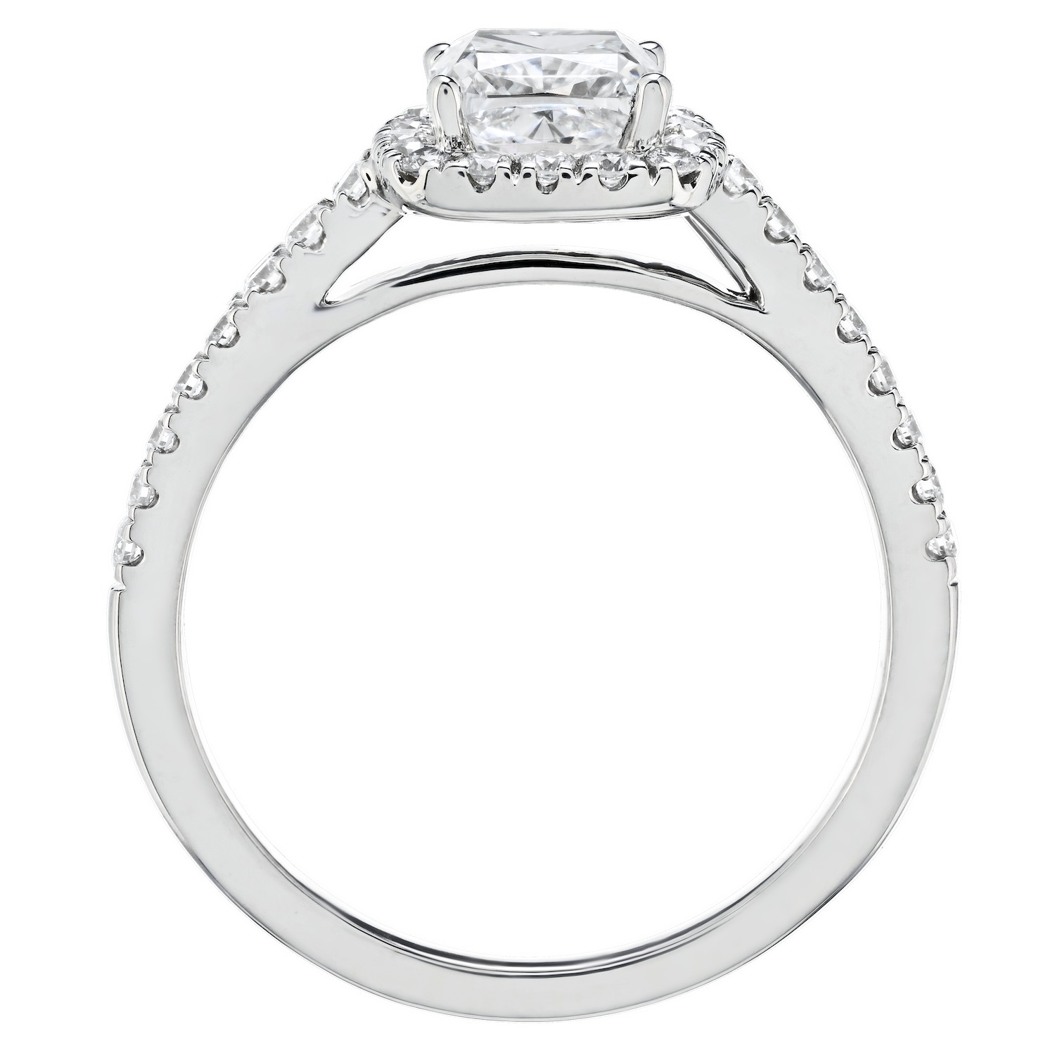 VERDE&trade; 14k White Gold Cushion Halo with Under Rail Ring 1.33 Ctw LAB GROWN DIAMONDS