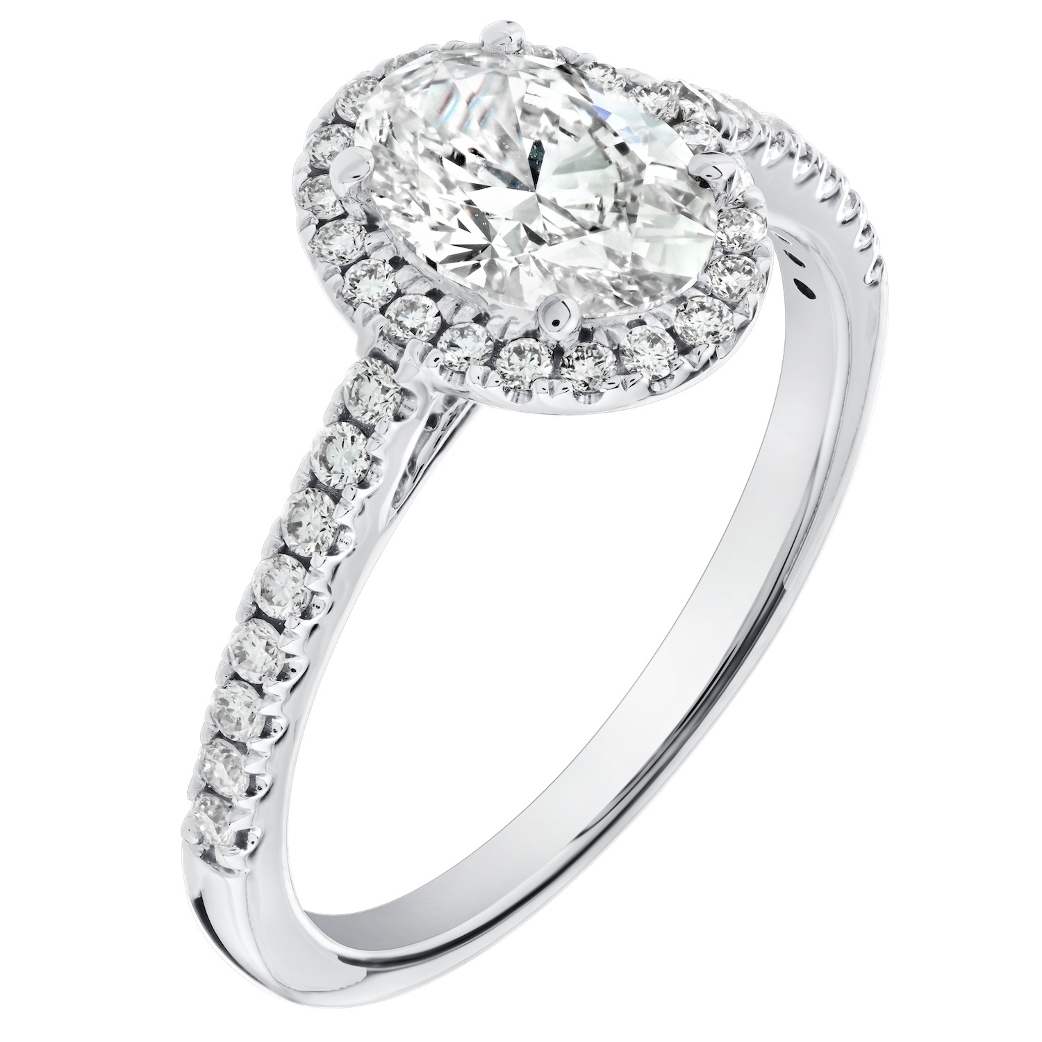 VERDE&trade; 14k White Gold Oval Halo with Under Rail Ring 1.33 Ctw LAB GROWN DIAMONDS