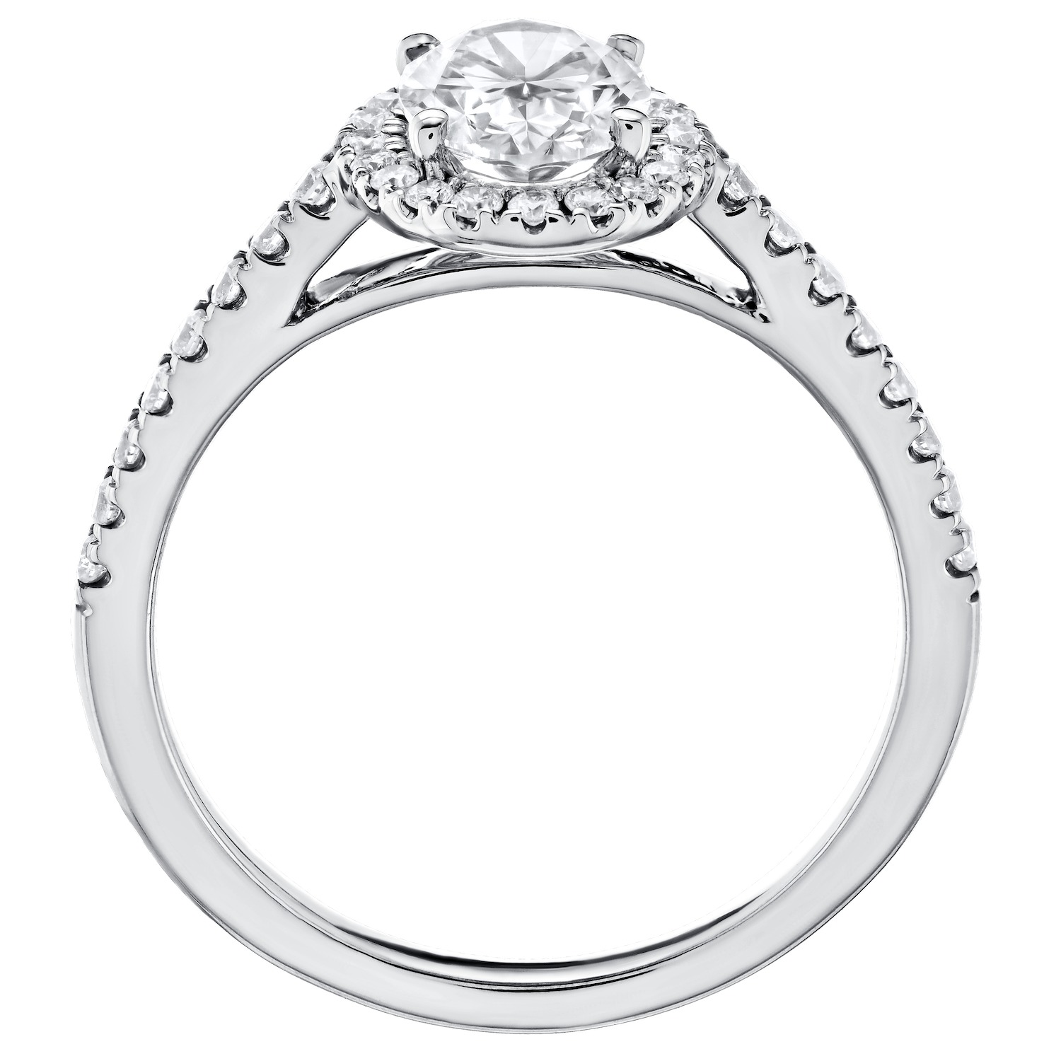 VERDE&trade; 14k White Gold Oval Halo with Under Rail Ring 1.33 Ctw LAB GROWN DIAMONDS
